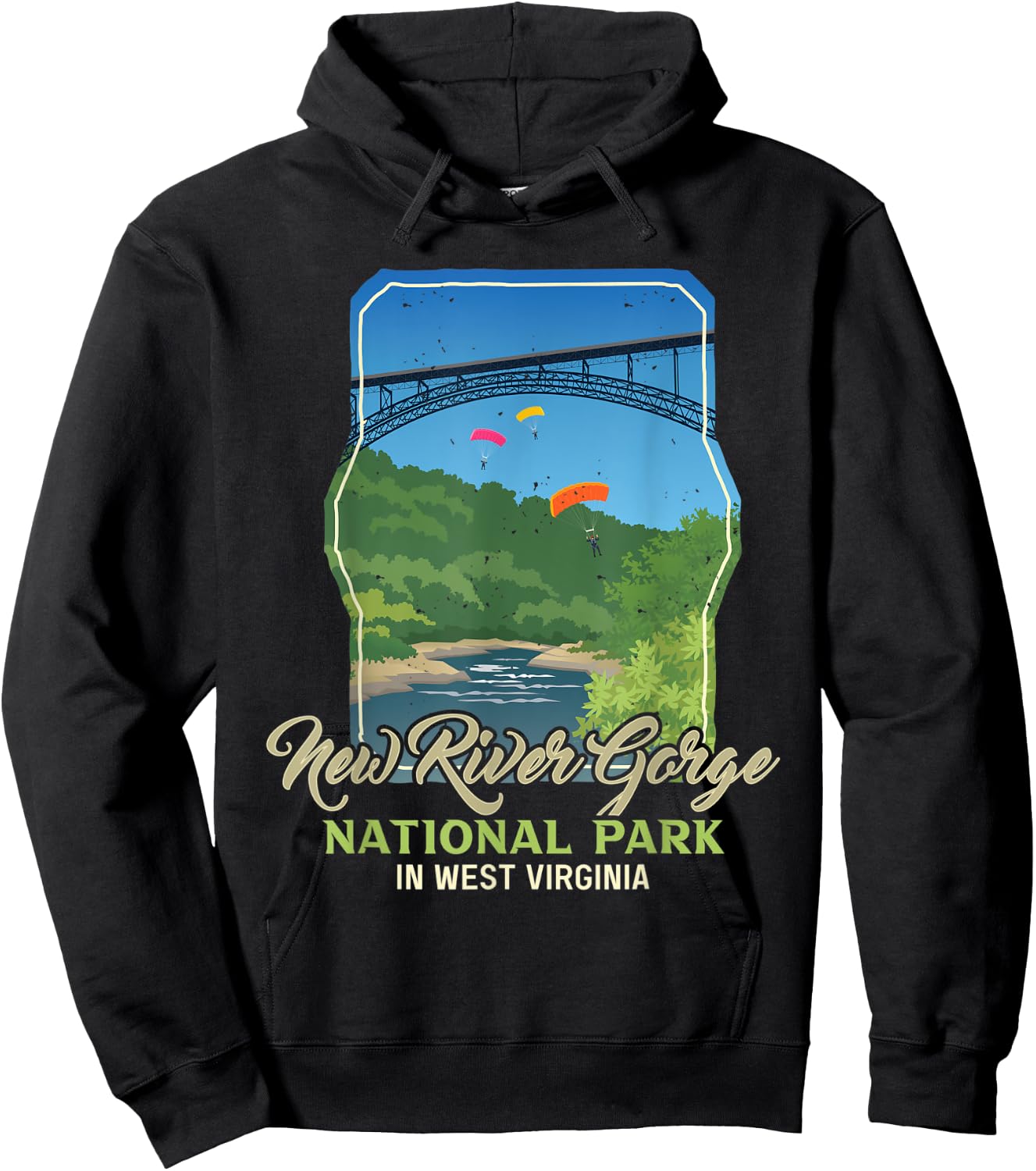 New River Gorge US National Park Preserve West Virginia Gift Hoodie - Hoodie | Black