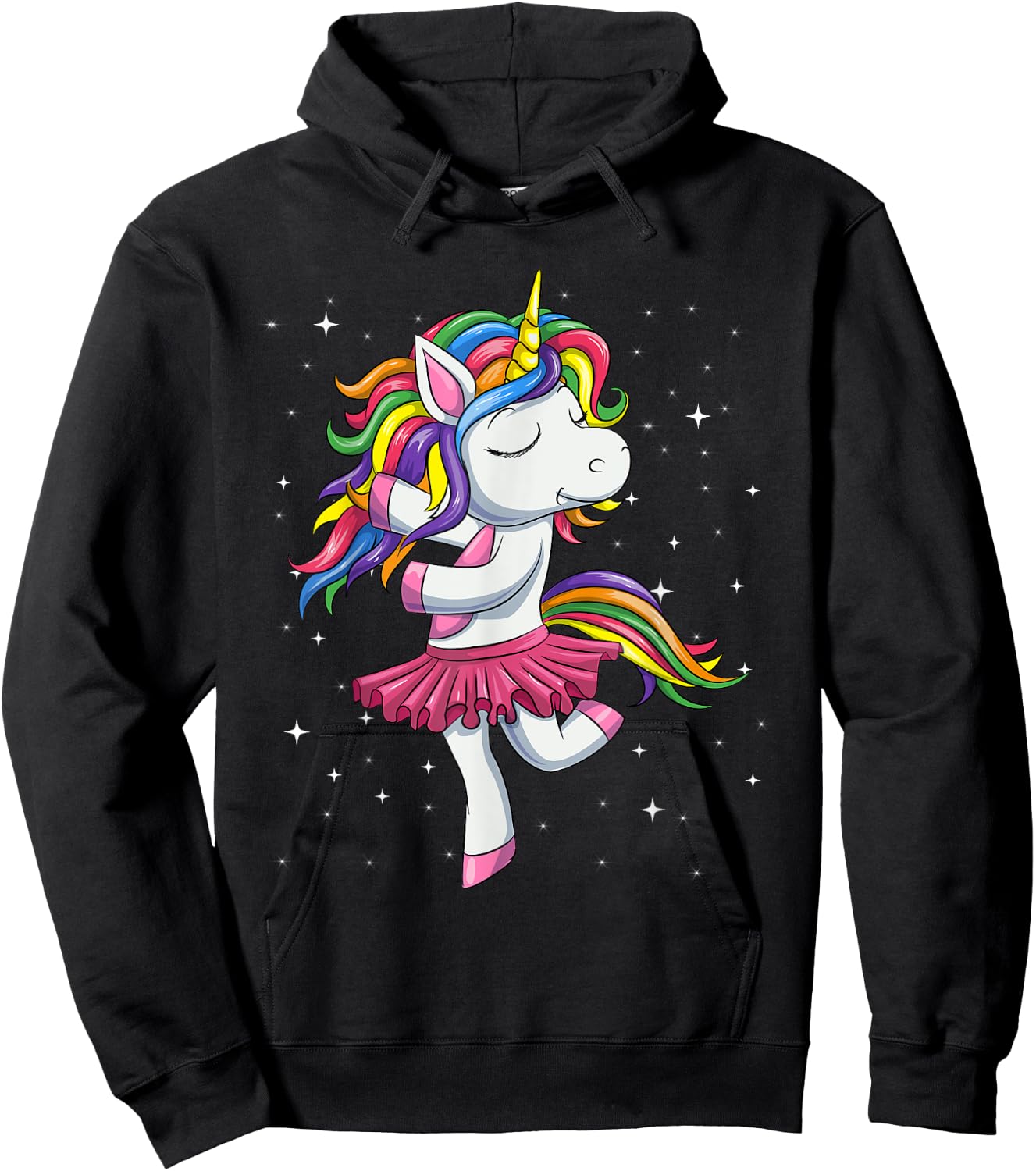 Ballet Dancing Unicorn Shirt, Rainbow Ballerina Dance Girls Hoodie - Hoodie | Black