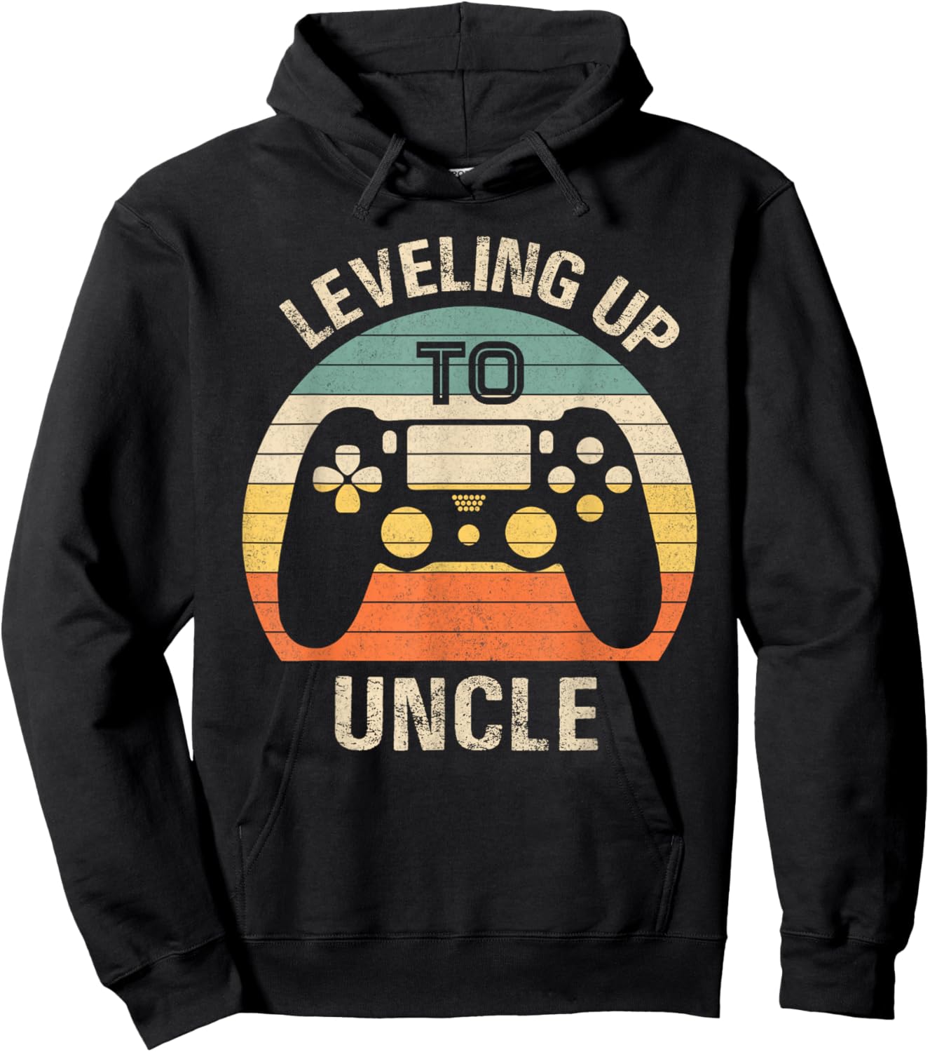 Leveling up to uncle 2025 funny video gamer vintage men Hoodie - Hoodie | Black