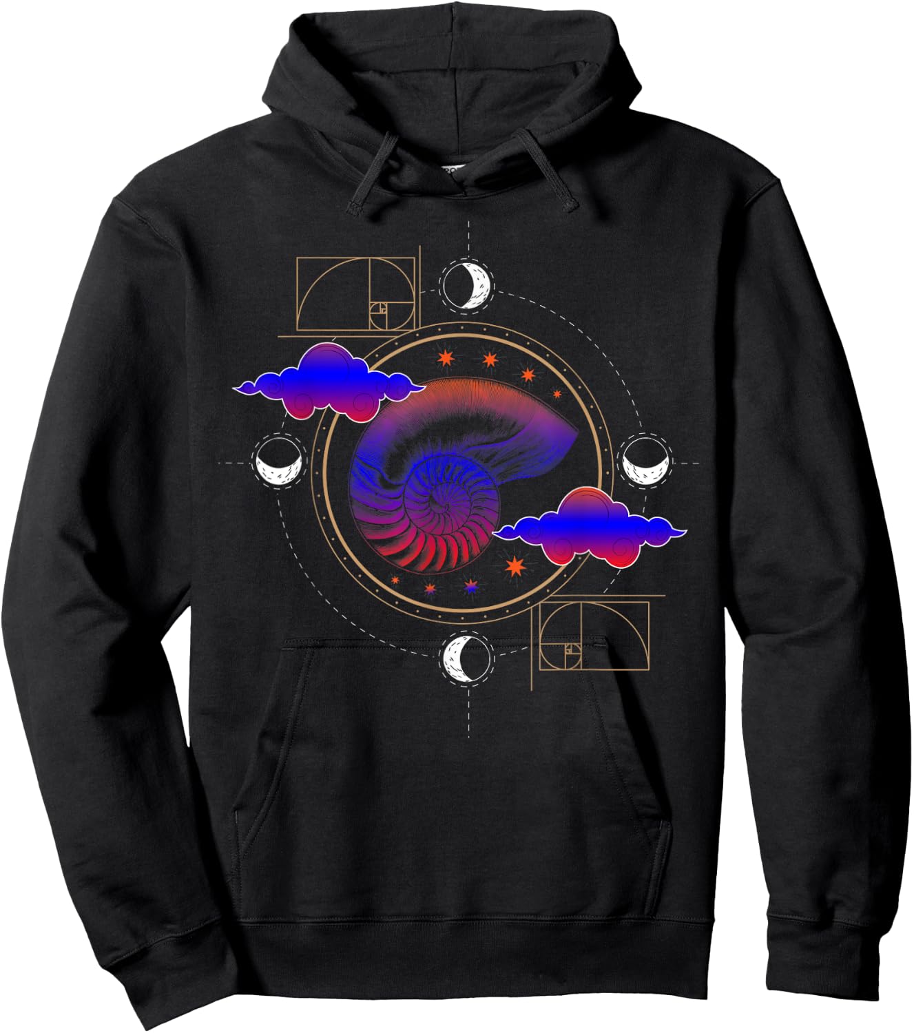 Fibonacci Shell or Golden Ratio and Spiral or Fibonacci Hoodie - Hoodie | Black