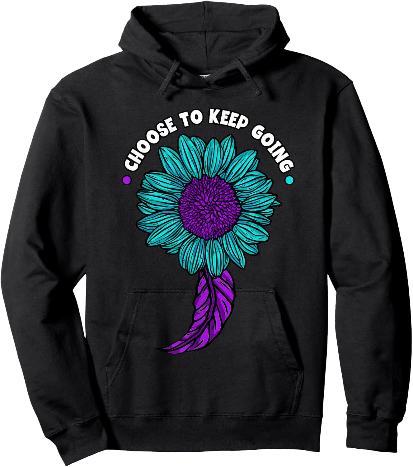 Choose To Keep Going Suicide Prevention Sunflower Hoodie - Hoodie | Black