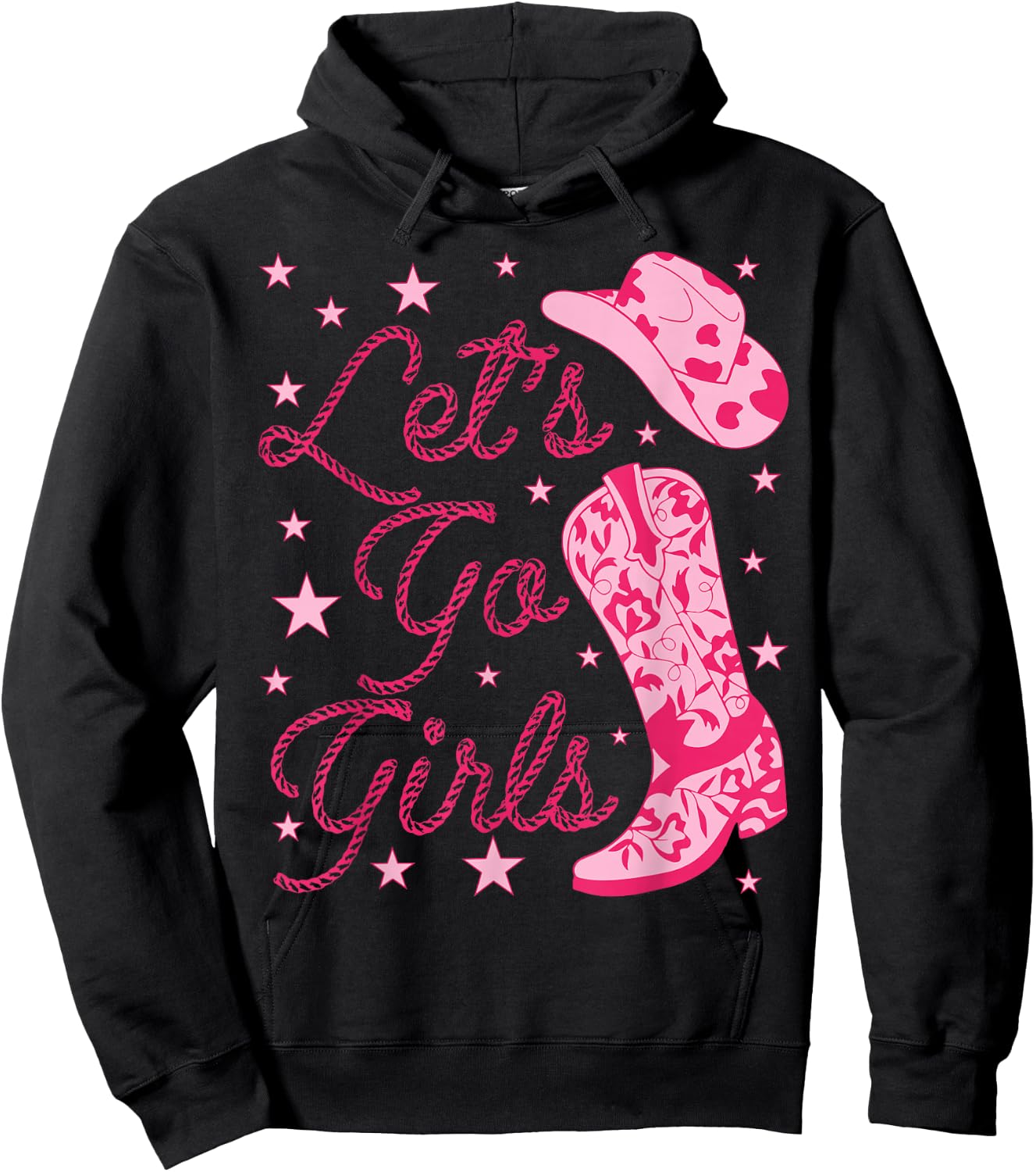 Let's Go Girls Groovy Country Cowgirl Hat Boots Bachelorette Hoodie - Hoodie | Black