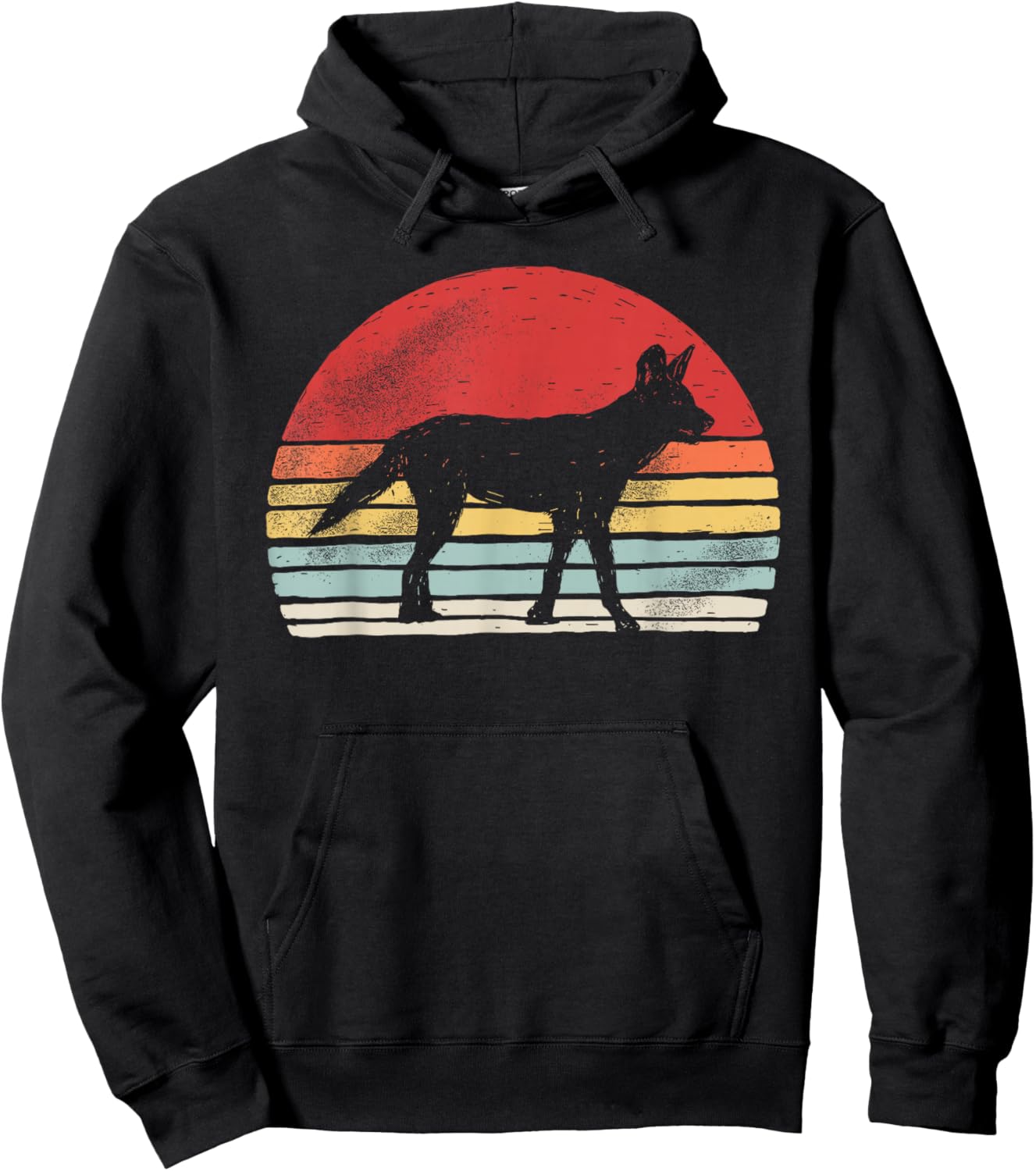 Vintage African Wild Dog The Painted Wolf Cape Hunting Dog Hoodie - Hoodie | Black