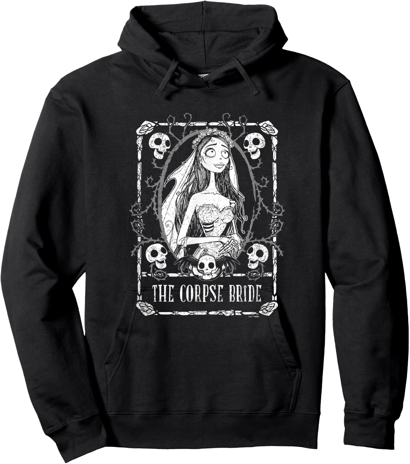 Corpse Bride Emily Skulls And Thorns Tarot Card Portrait Hoodie - Hoodie | Black