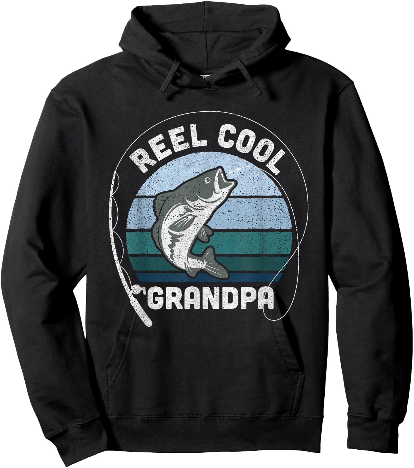 Funny Reel Cool Grandpa Fishing Fathers Day Hoodie - Hoodie | Black
