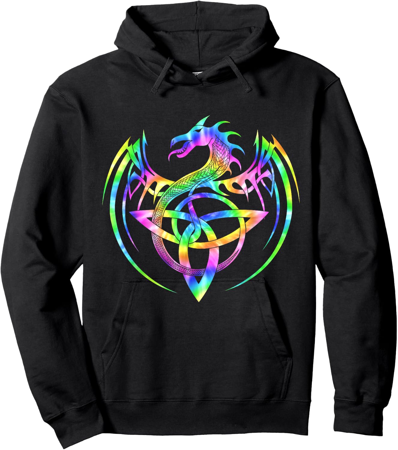 Tie Dye Tribal Celtic Knot Fantasy Dragon Hoodie - Hoodie | Black