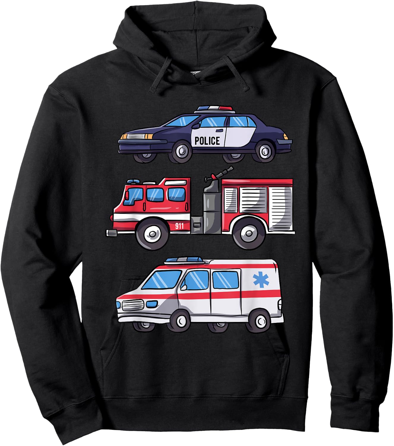 Emergency Vehicle Gift Boys Fire Engine Hoodie - Hoodie | Black