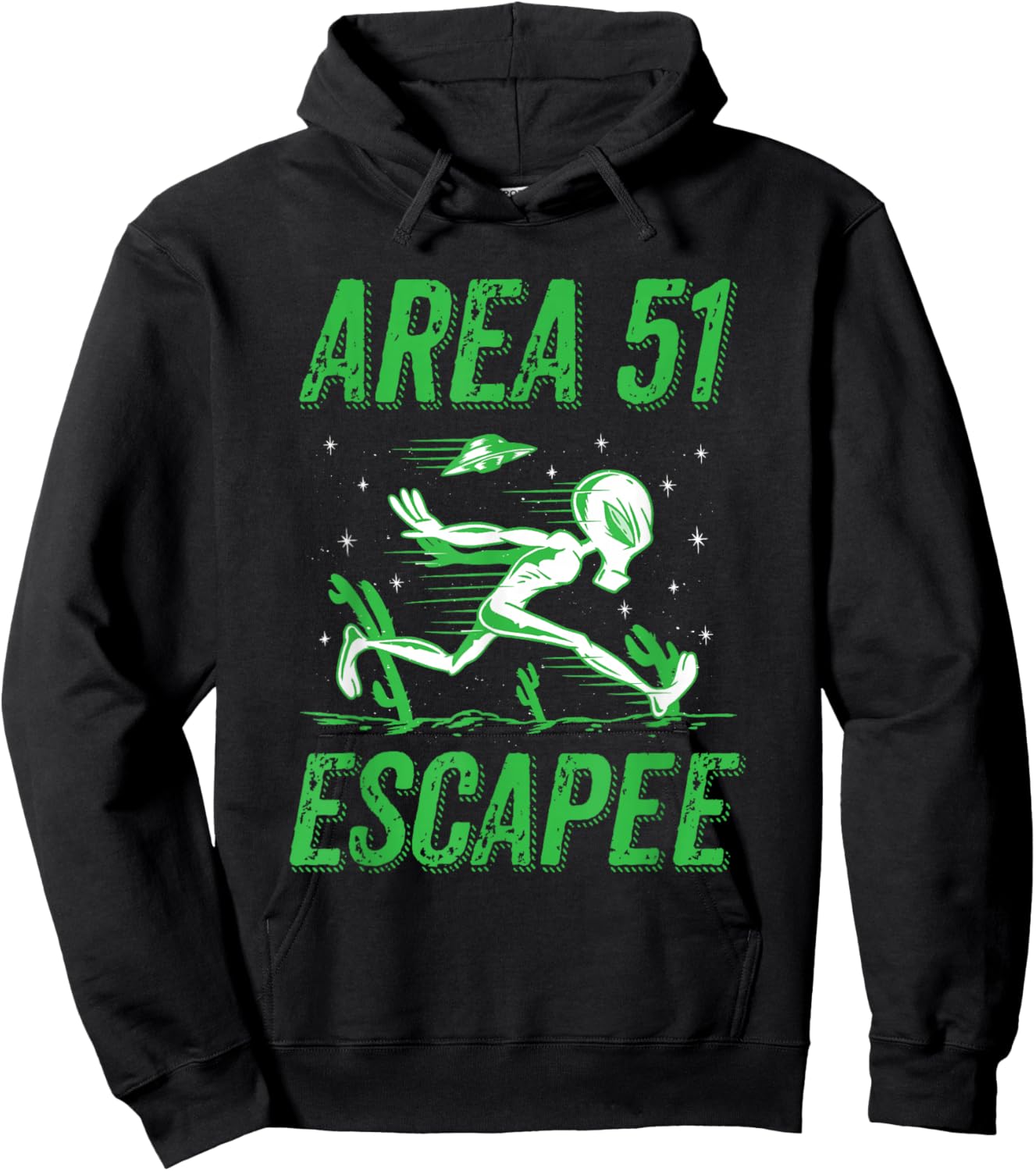 Green Alien Area 51 Escapee Hoodie - Hoodie | Black
