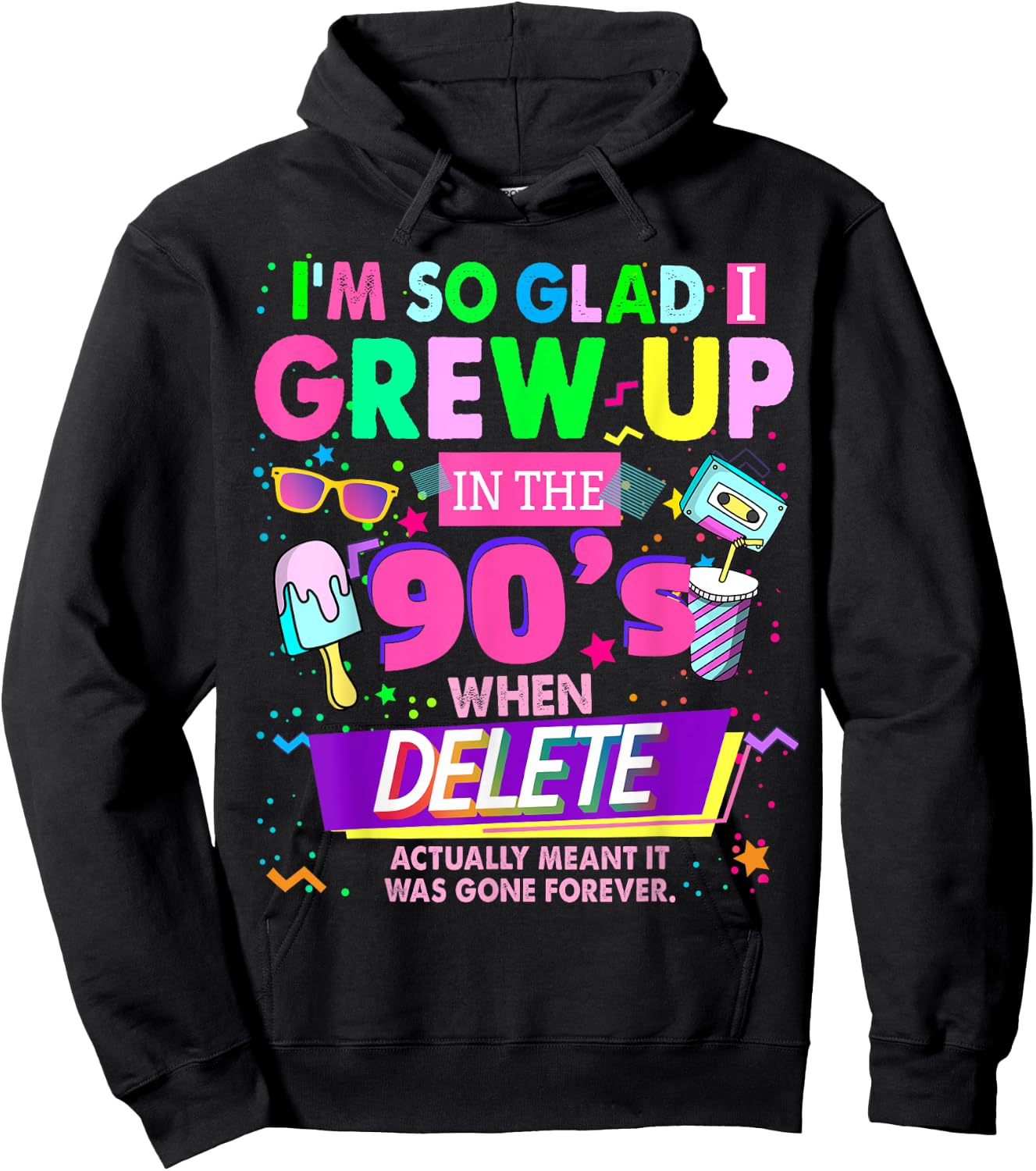 90s Outfit Idea & Nostalgic 1990s 90s Themed Hoodie - Hoodie | Black