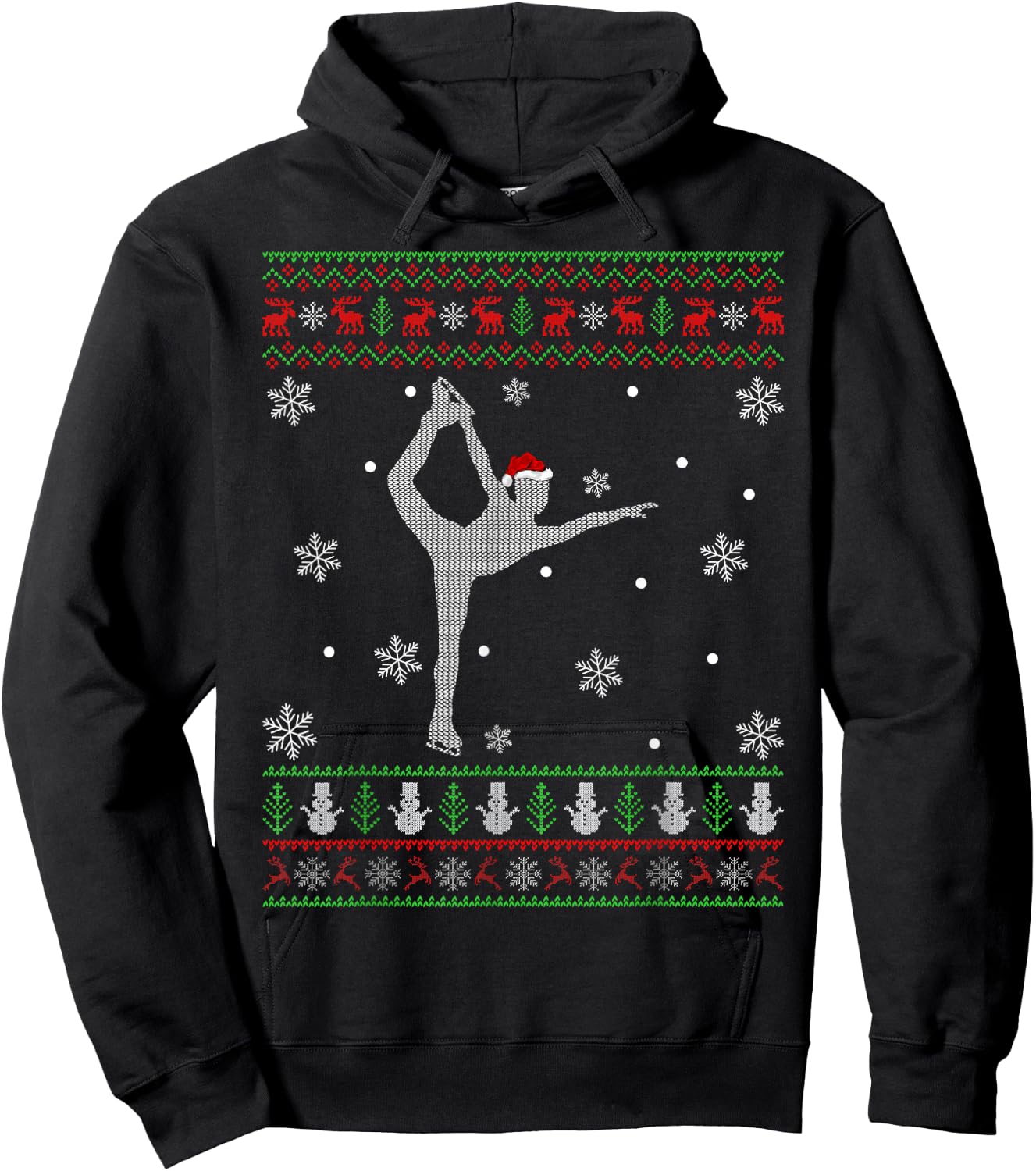 Figure Skating Lover Xmas Ugly Figure Skating Christmas Hoodie - Hoodie | Black
