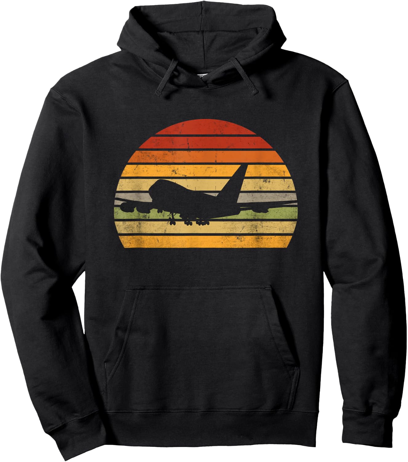 Vintage 747 Sunset Silhouette Hoodie - Hoodie | Black