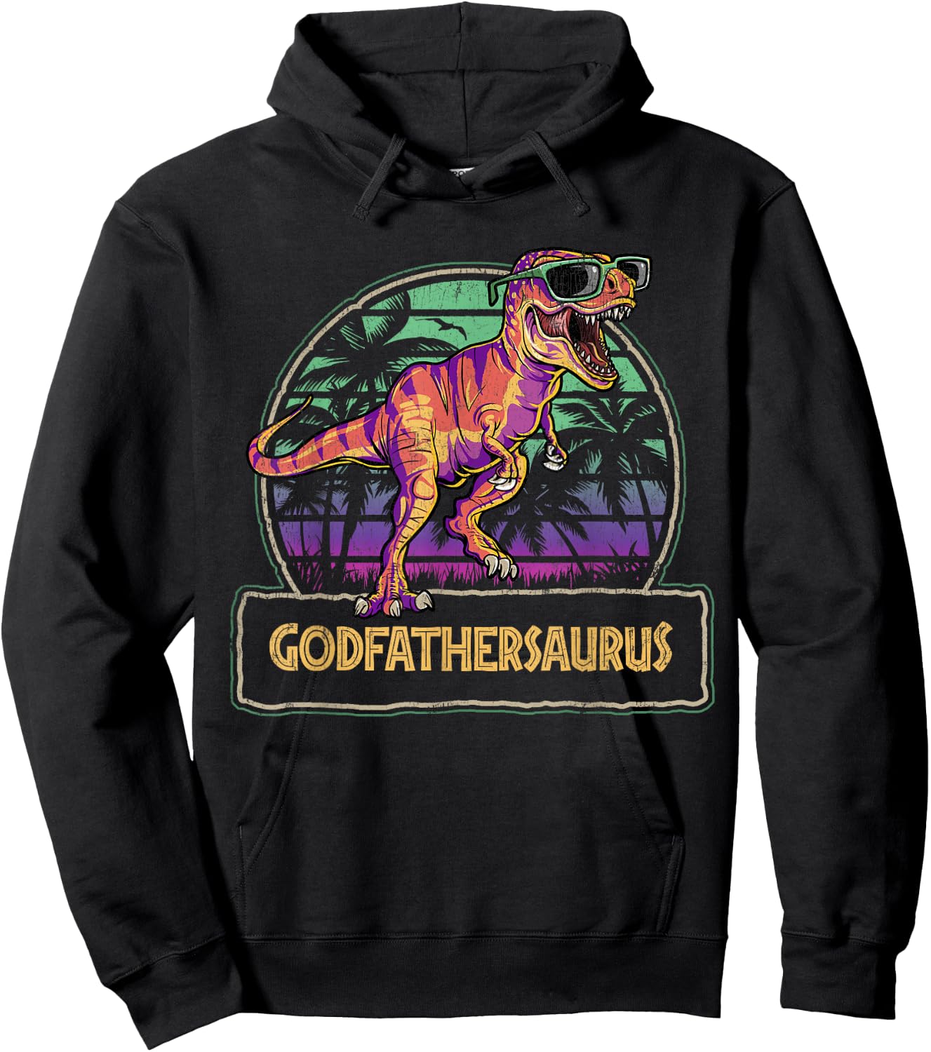 Godfathersaurus T Rex Dinosaur Godfather Saurus Matching Hoodie - Hoodie | Black