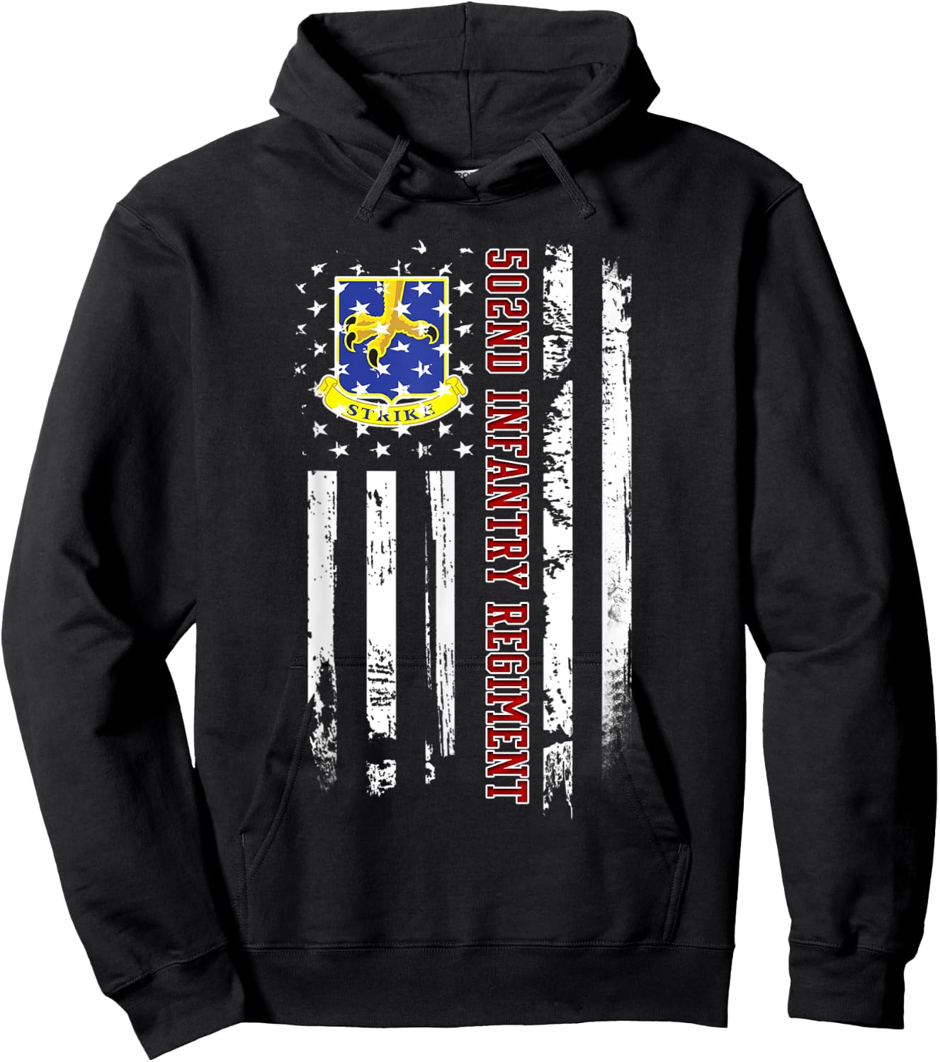 502nd Infantry Regiment Veteran USA Flag Veterans Day Xmas Hoodie - Hoodie | Black