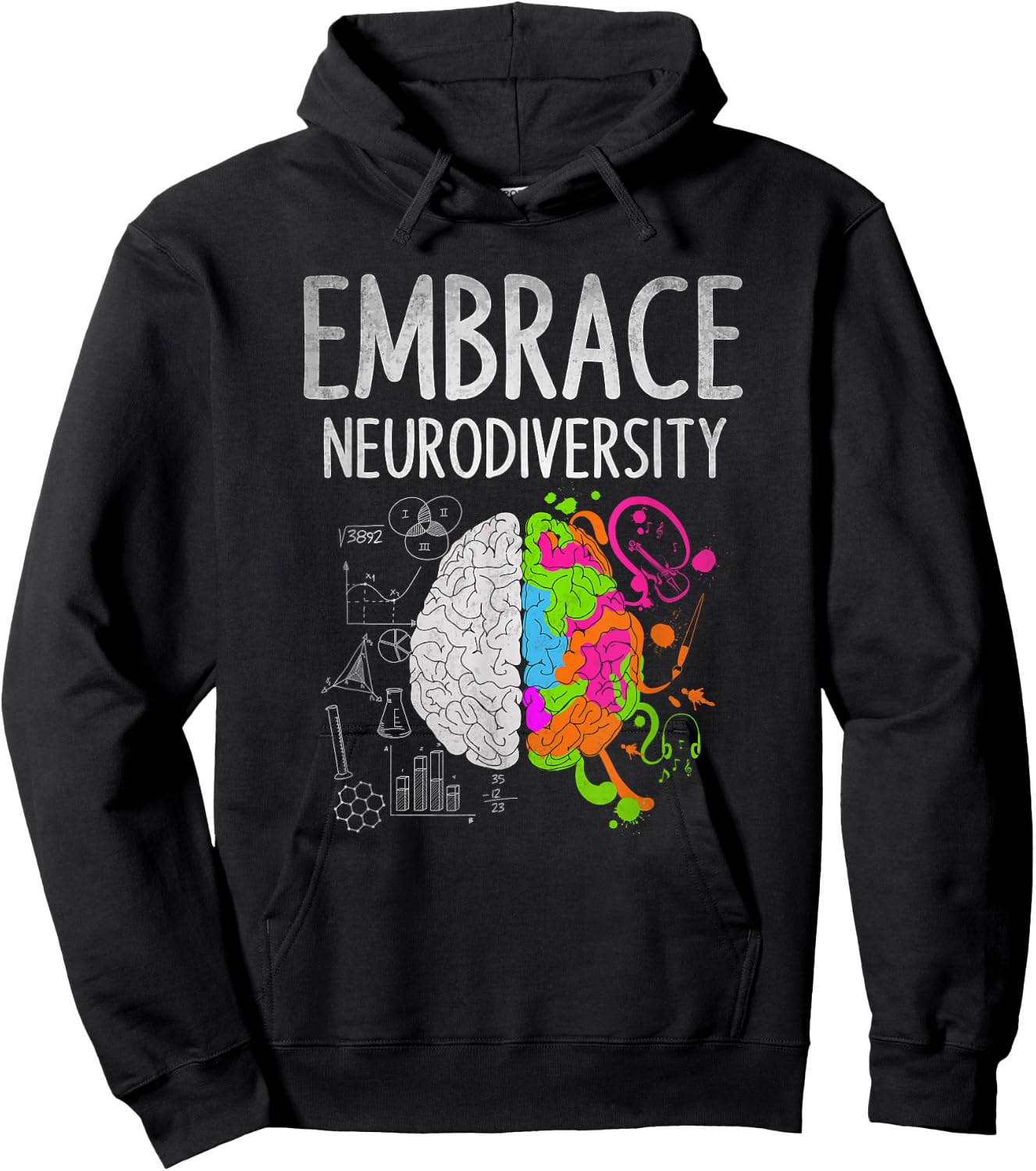 Teacher April Autism Awareness Embrace Neurodiversity Brain Hoodie - Hoodie | Black
