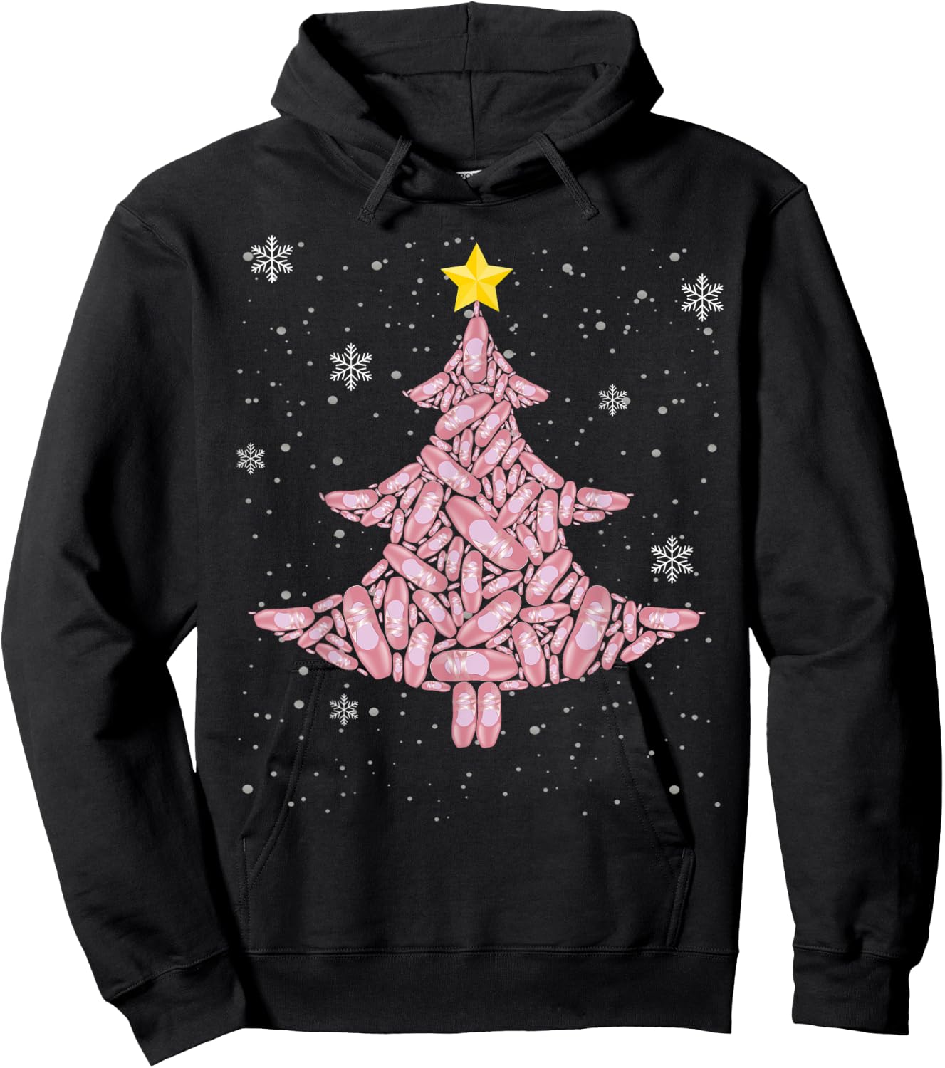 Funny Christmas Ballet Ballerina Dancer Pointe Shoes Tree Hoodie - Hoodie | Black