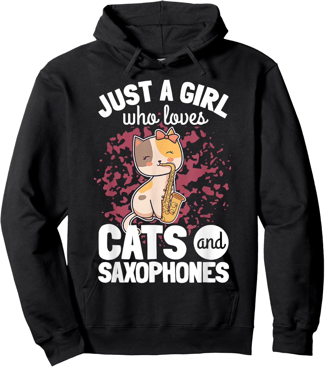 Saxophonist Girl Saxist Sax Cat Saxophone Hoodie - Hoodie | Black