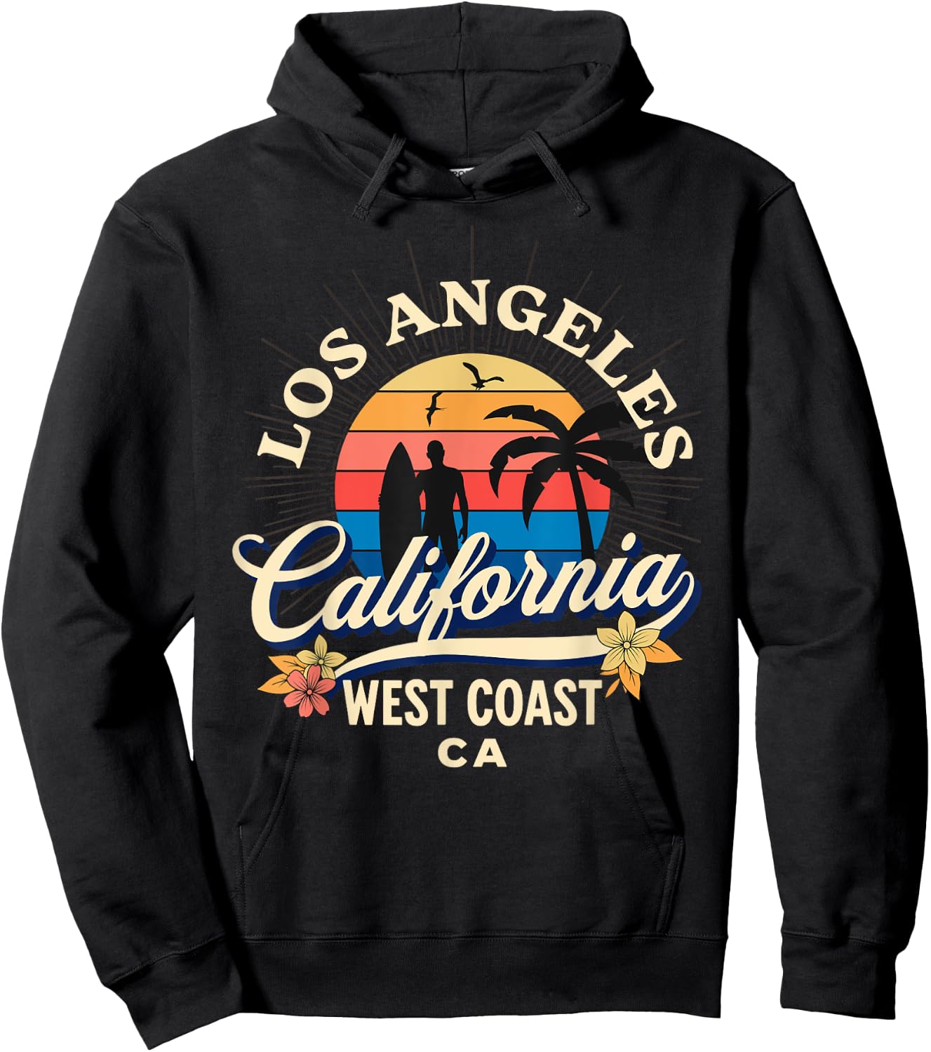 Los Angeles California Beach Surf Summer Vacation Vintage Hoodie - Hoodie | Black