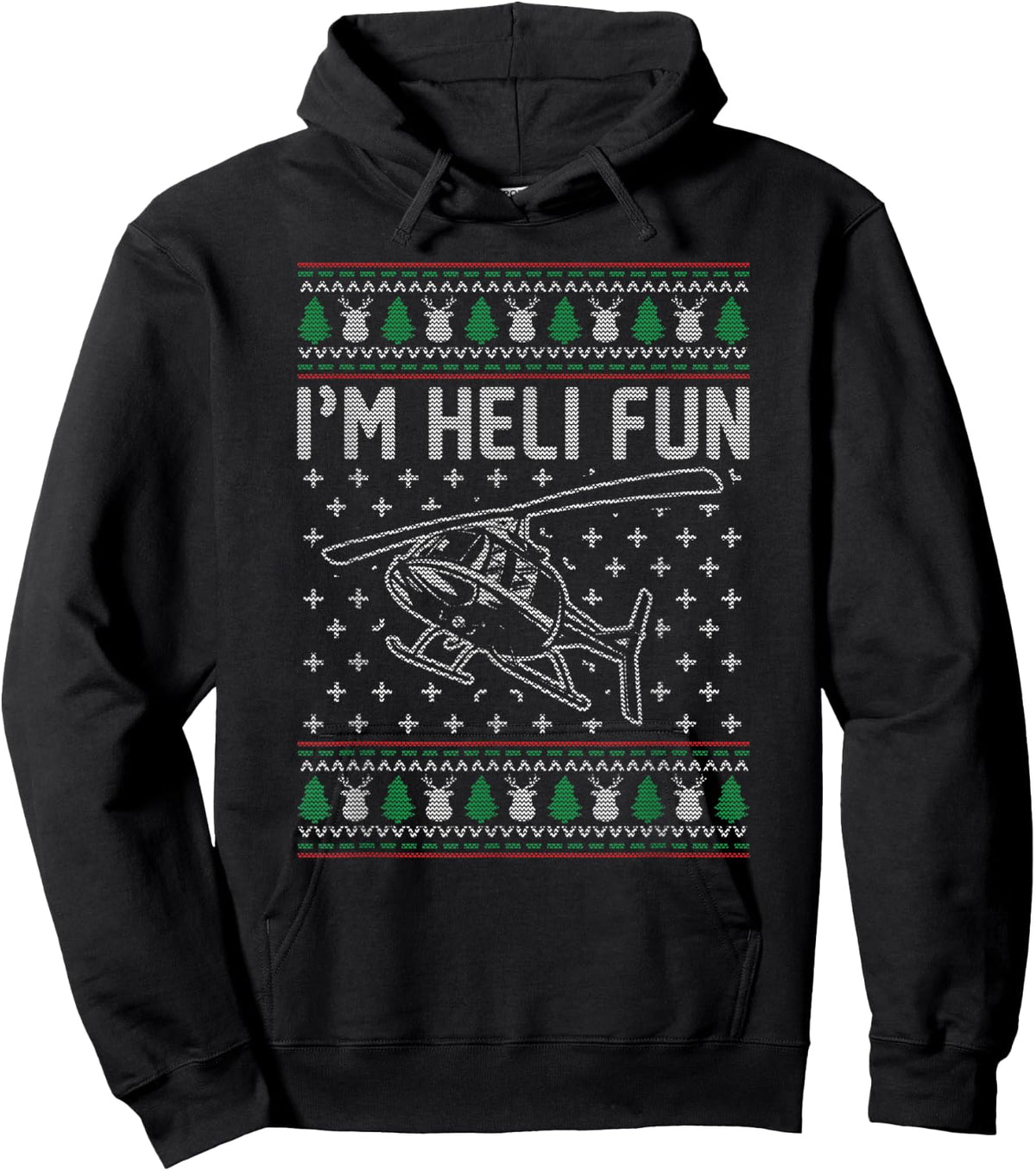 Helicopter Ugly Christmas Funny Pilot Christmas Holiday Gift Hoodie - Hoodie | Black
