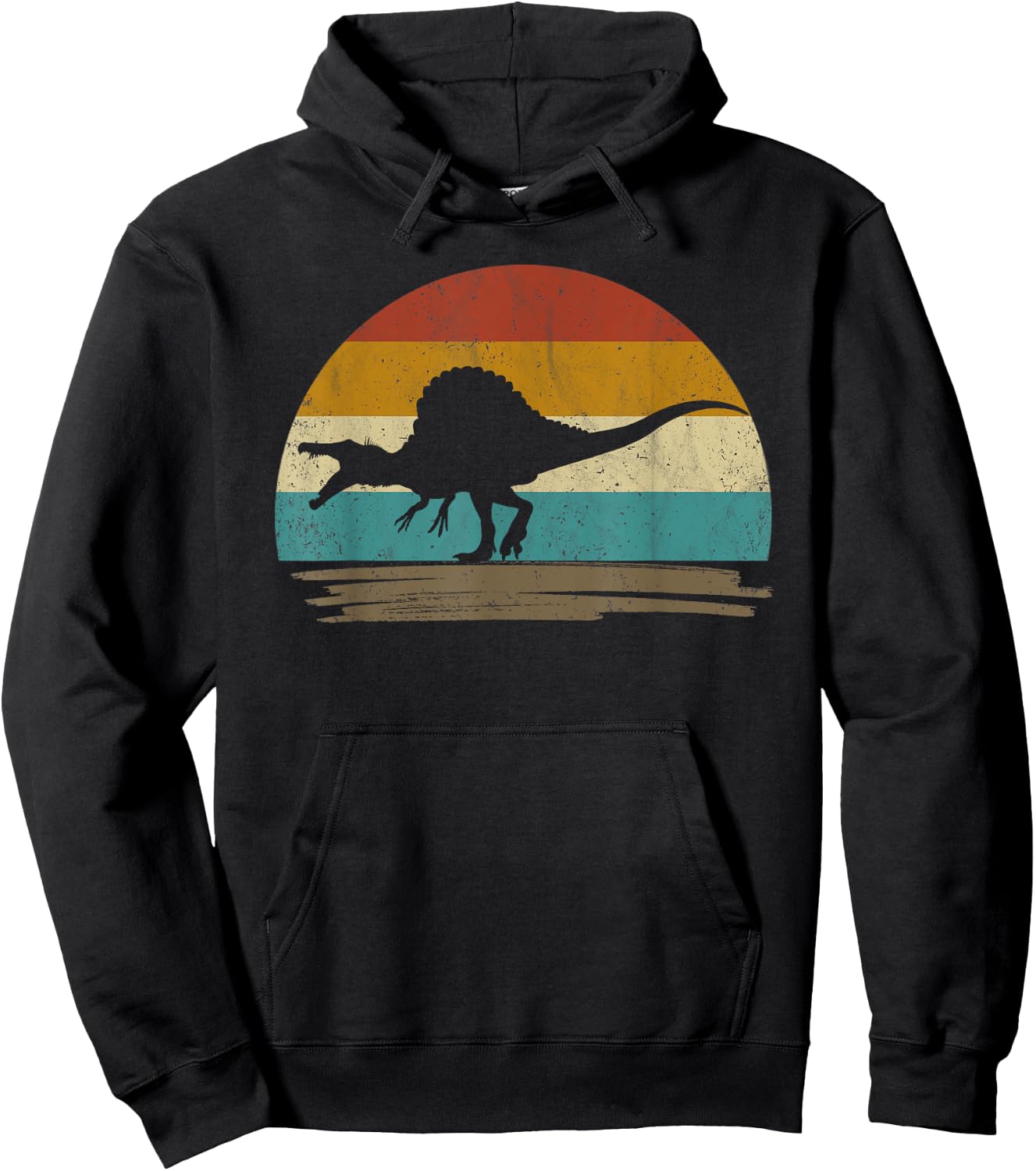 Retro Vintage Spinosaurus Dinosaur Hoodie - Hoodie | Black