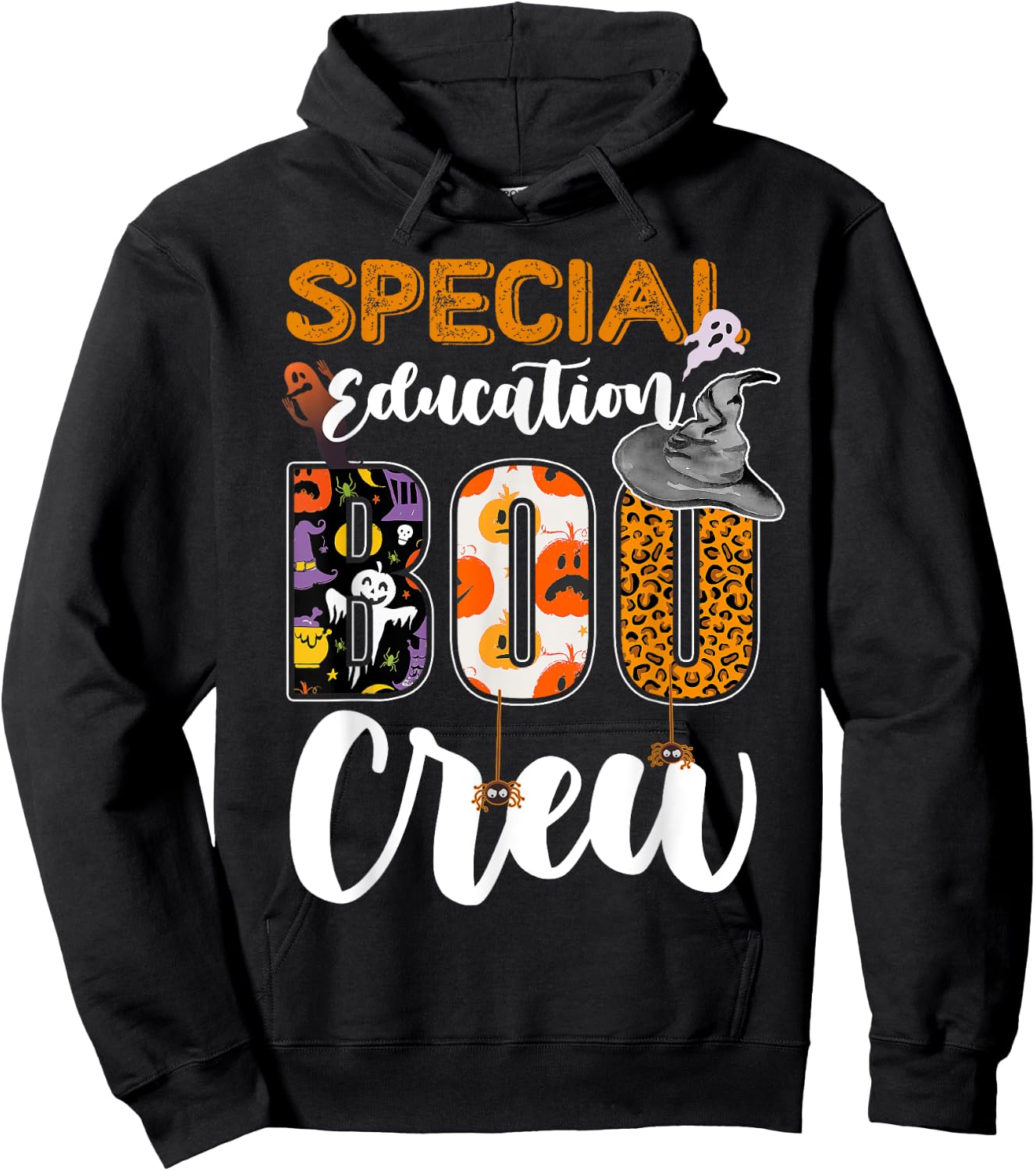 Special Education Boo Crew Ghost Funny Halloween Matching Hoodie - Hoodie | Black