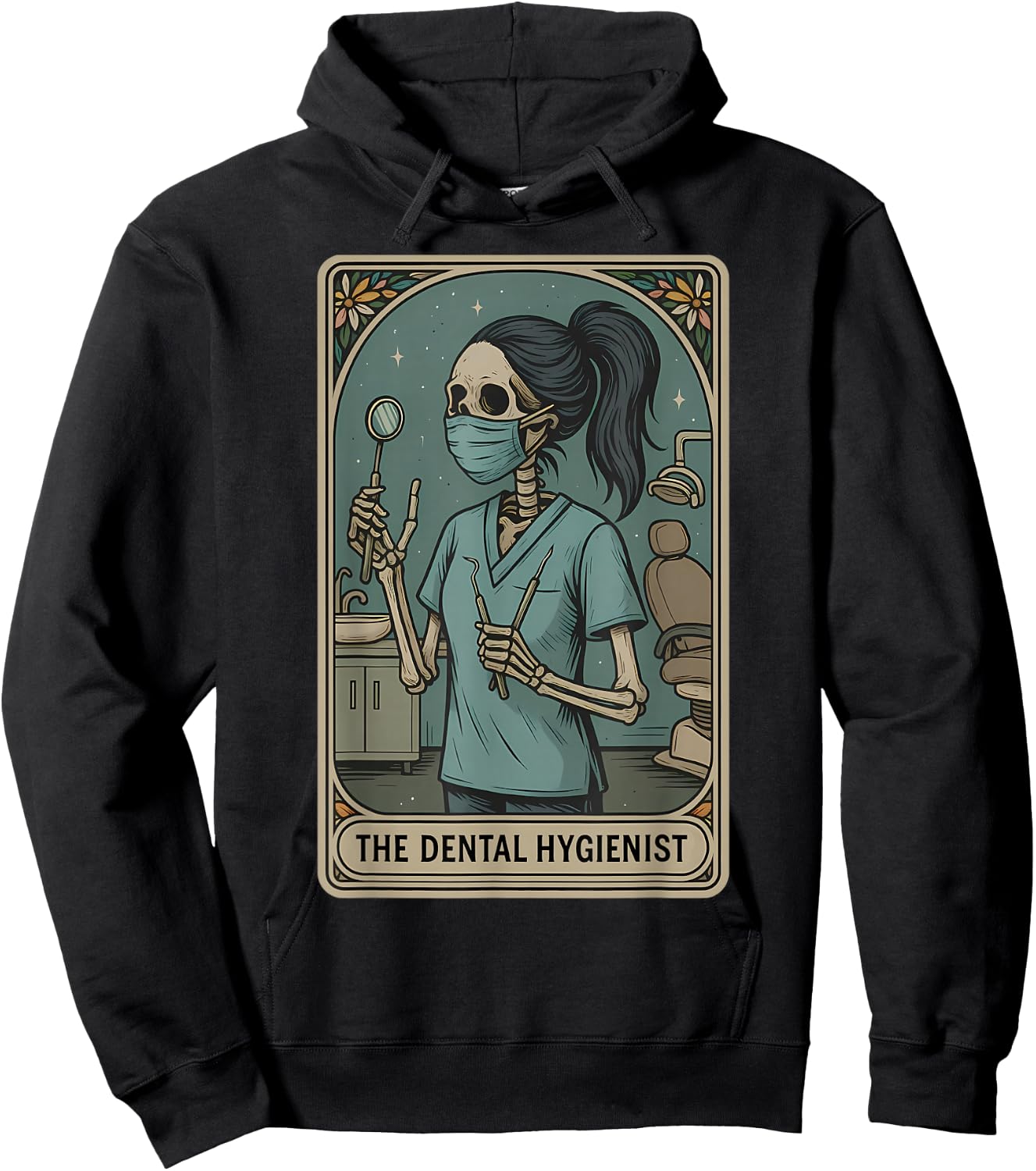 Dental Hygienist Tarot Card Skeleton Dentist Orthodontics Hoodie - Hoodie | Black