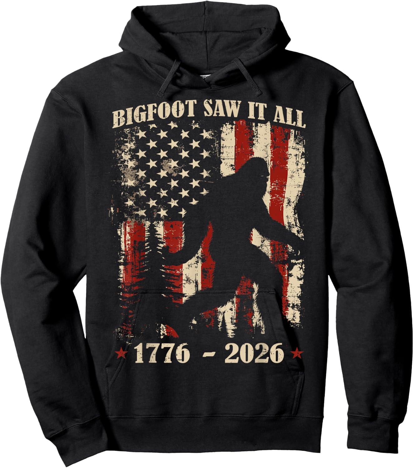 Bigfoot Patriotic 250 Years American USA 4th of July Men Hoodie - Hoodie | Black