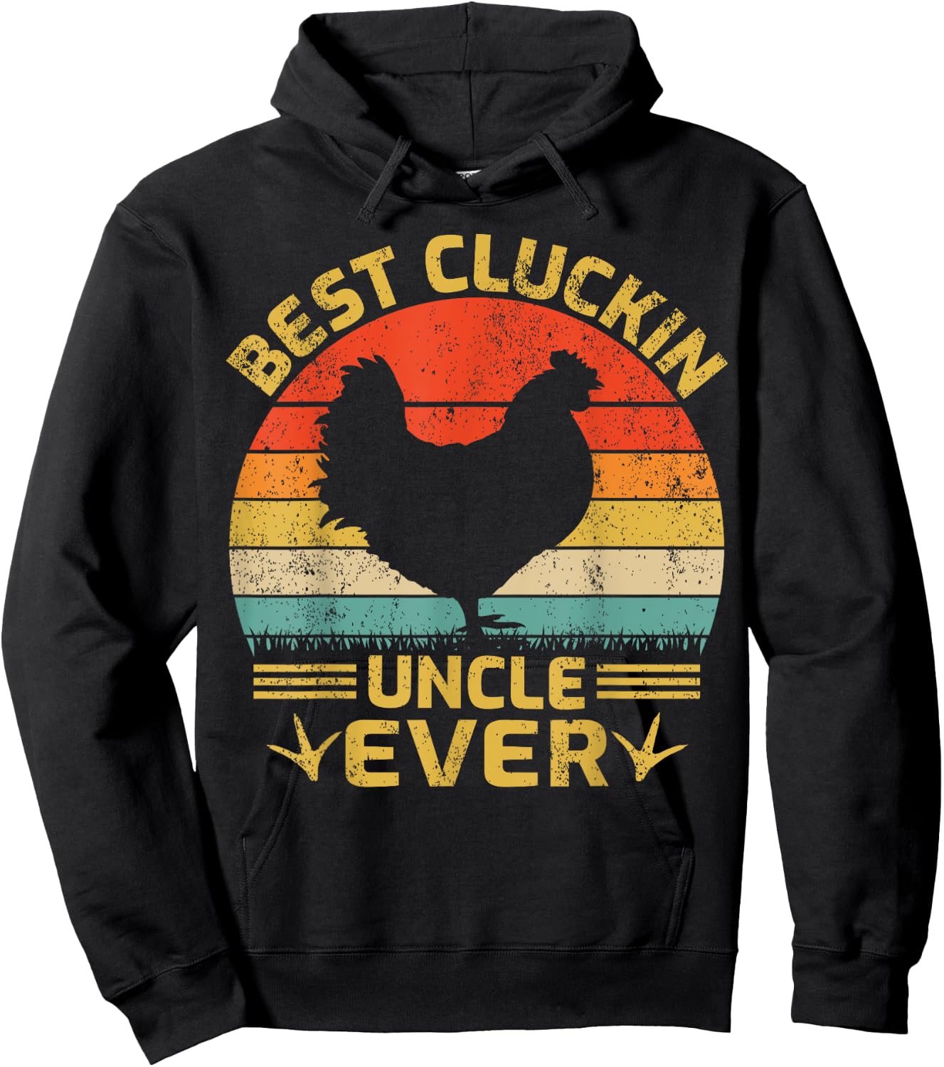 Best Cluckin Uncle Ever Vintage Chicken Uncle Father's Day Hoodie - Hoodie | Black