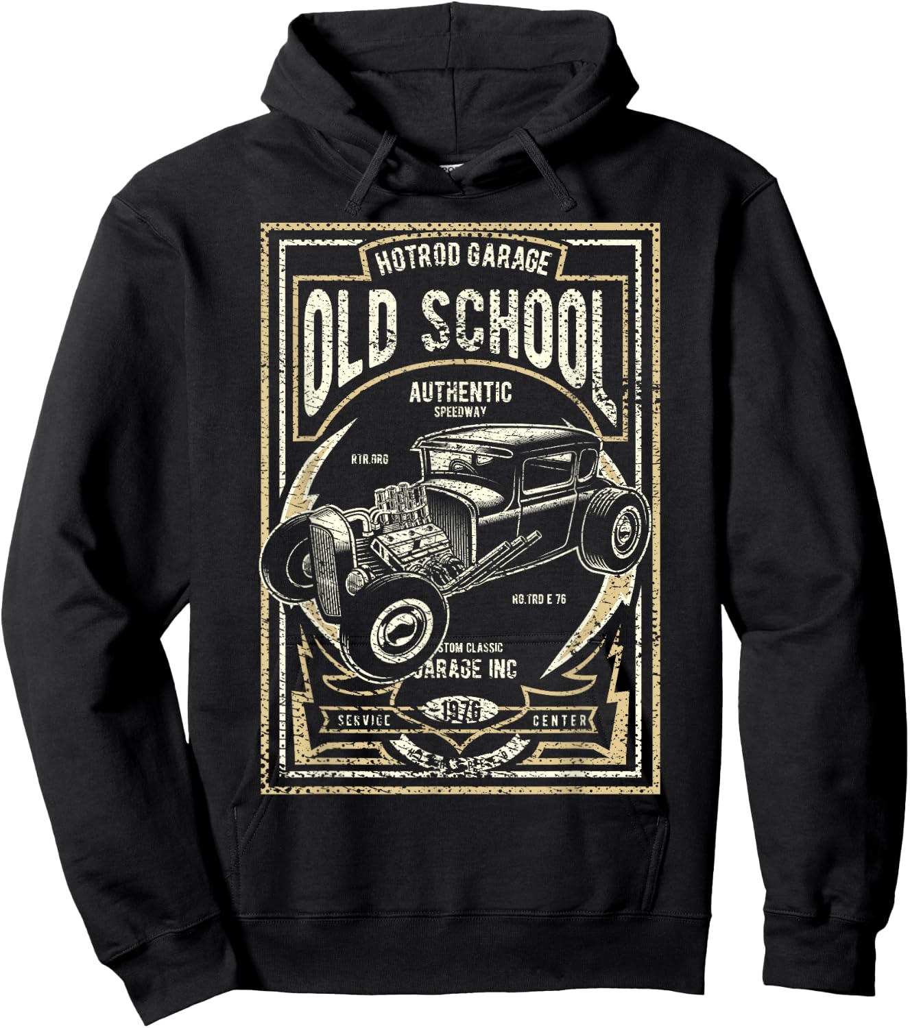 Old School Vintage Hot Rod Garage Men Classic Car Hoodie - Hoodie | Black