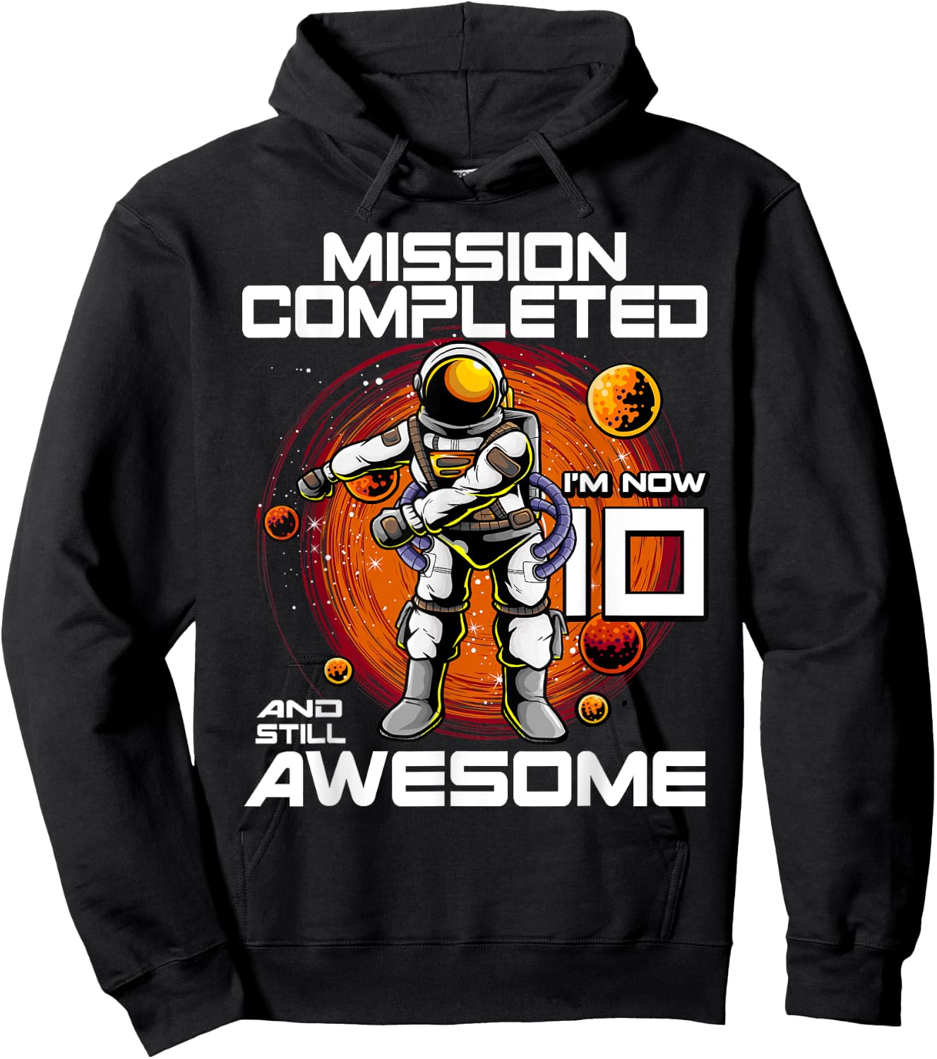 10th Birthday Astronaut 10 Years Old Outer Space Birthday Hoodie - Hoodie | Black