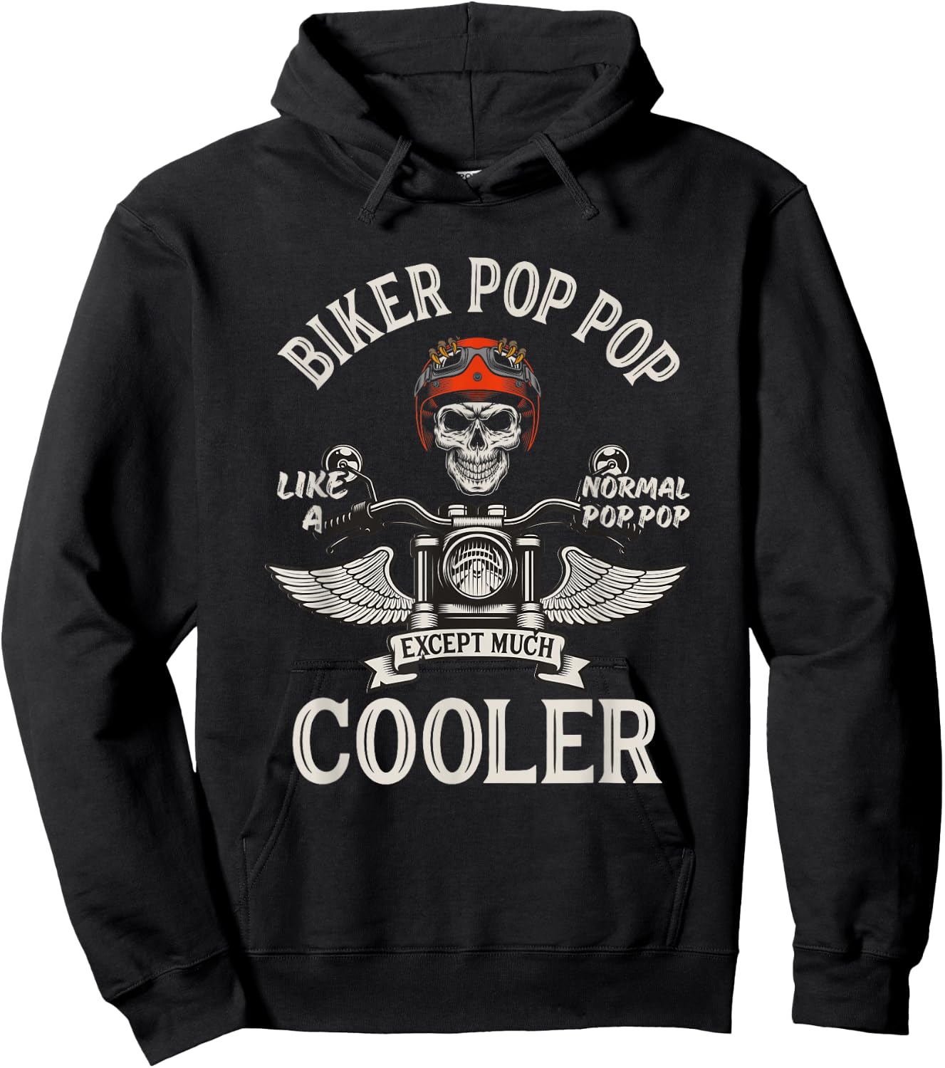 Grandparents Day Apparels Biker Pop Pop - Men's Black Motorcycle - Small - Classic Fit - Short Sleeve - - Lace Embellishment Hoodie - Hoodie | Black