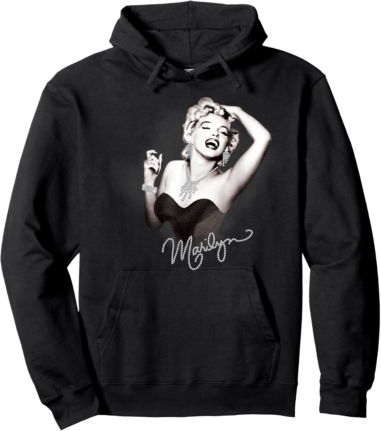 Marilyn Monroe Glam Marilyn Black Graphic , Women's Classic Fit, Small Hoodie - Hoodie | Black