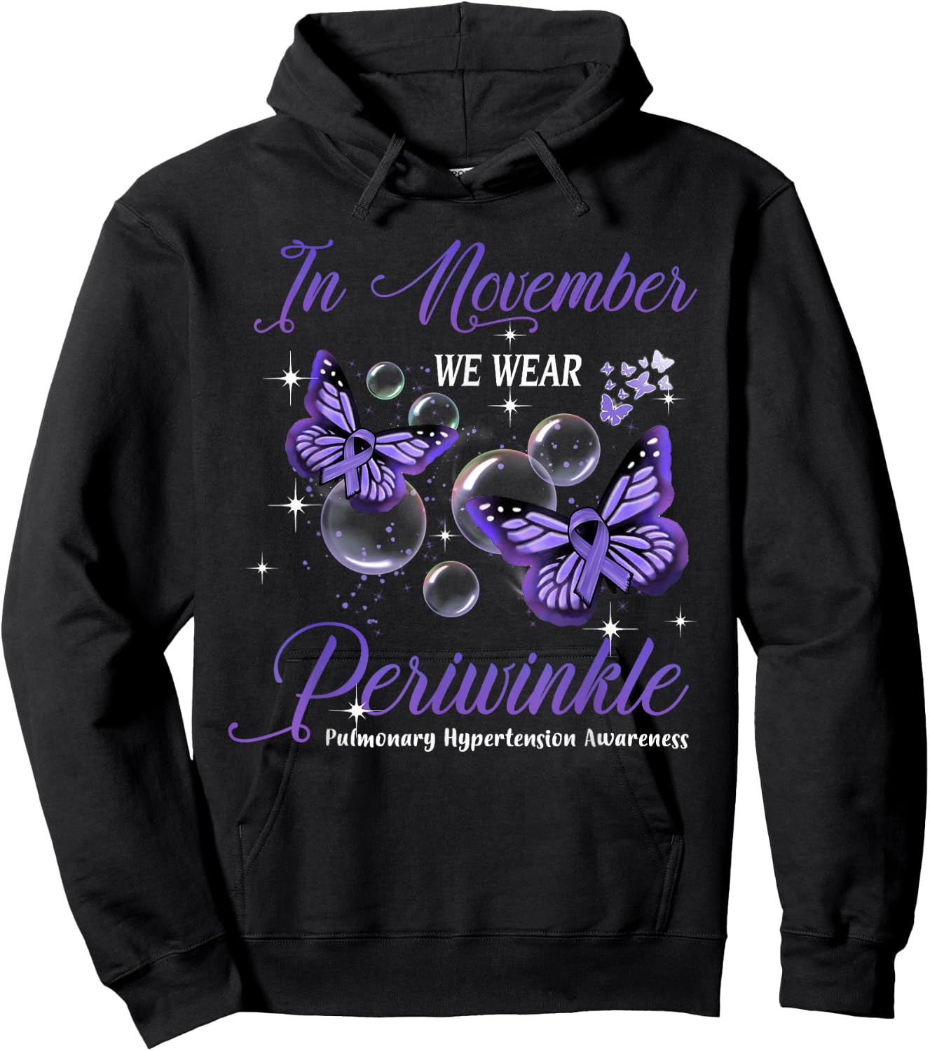 In November We Wear Periwinkle Pulmonary Hypertension Hoodie - Hoodie | Black