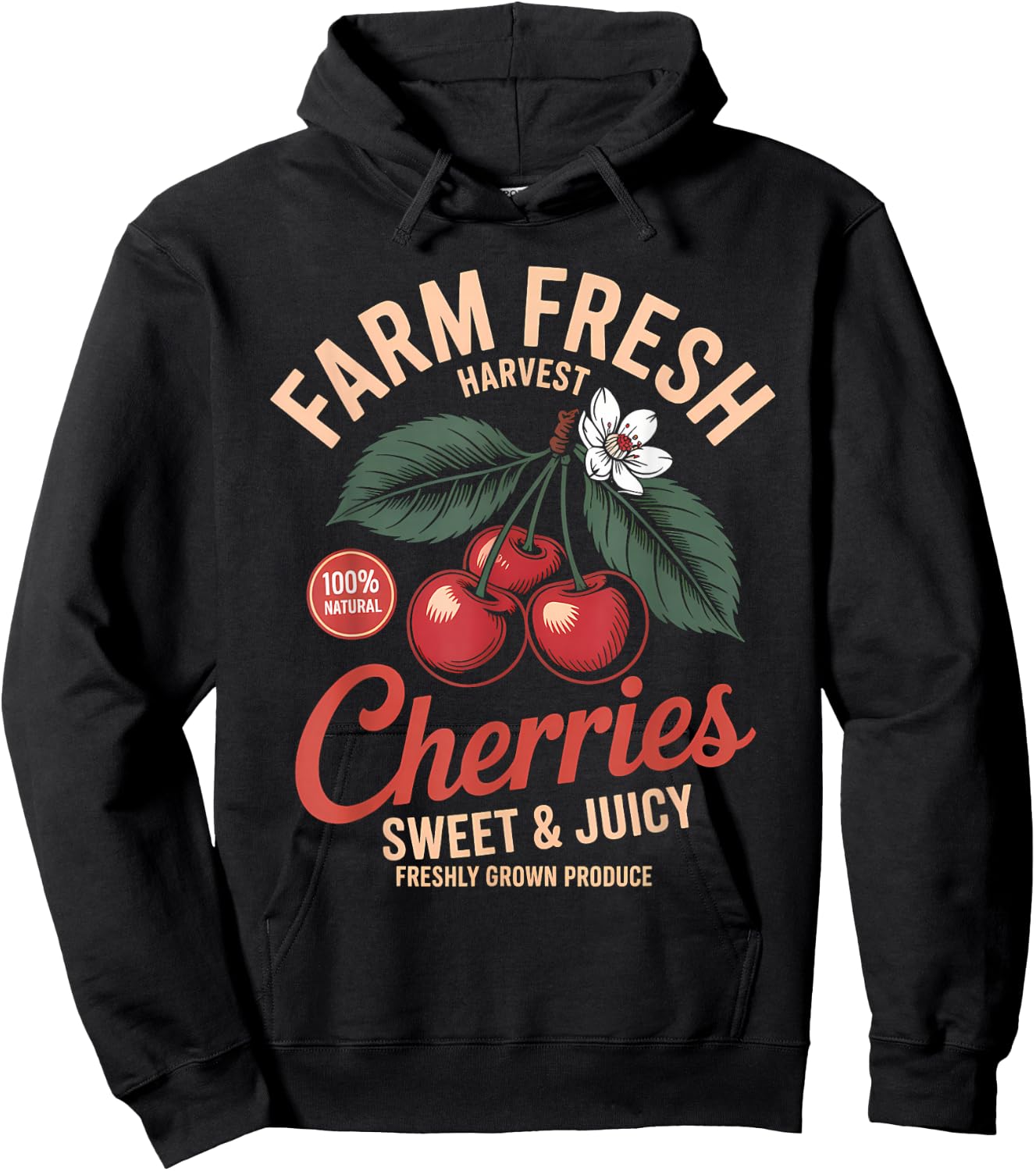Farm Fresh Organic Cherries Farmer's Market Homegrown Hoodie - Hoodie | Black