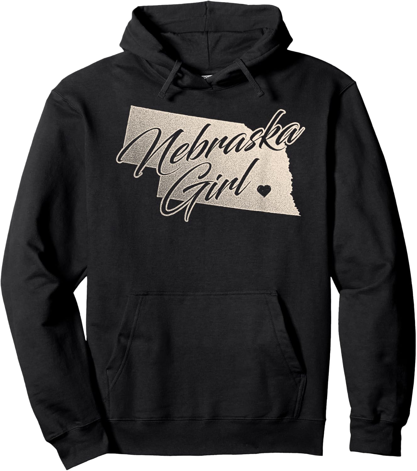 Nebraska Girl Vintage Distressed State Outline, Women's Hoodie - Hoodie | Black