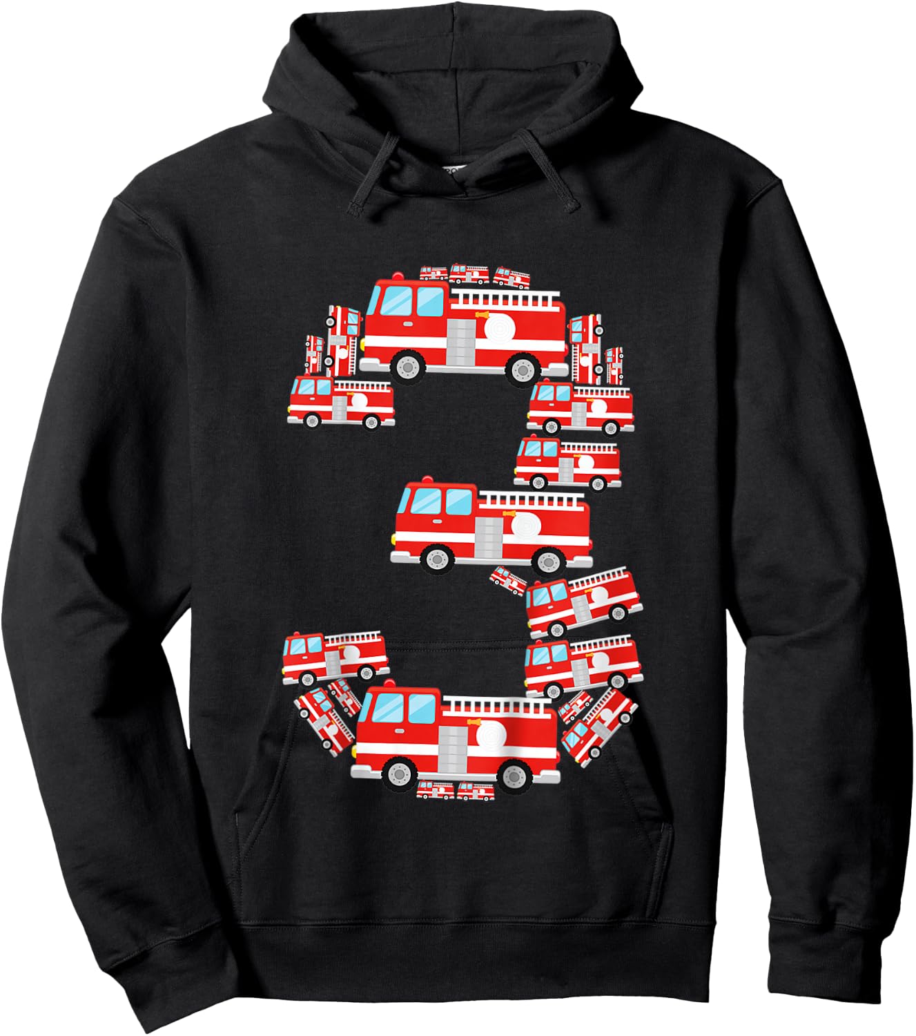 Kids Fire Truck 3rd Birthday Boy 3 Year Old Toddler Firefighter Hoodie - Hoodie | Black