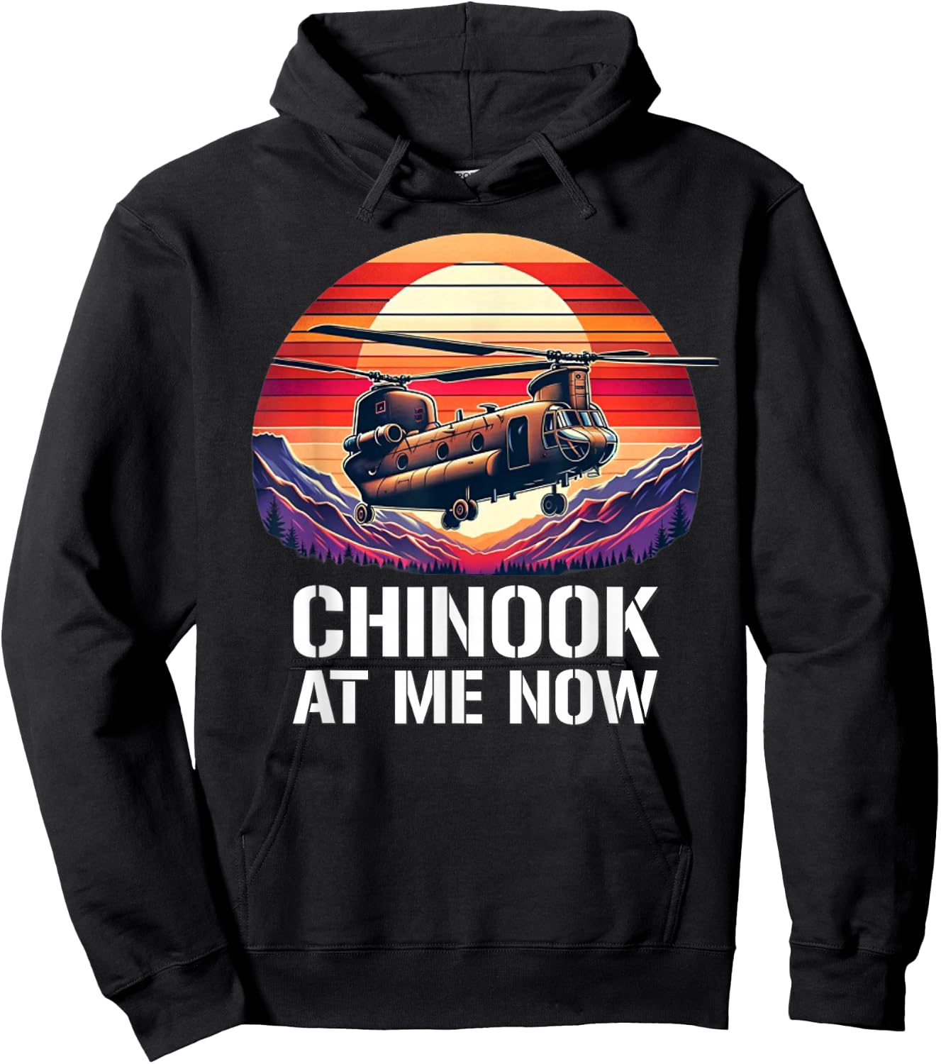 Vintage CH-47 Chinook Military Helicopter Hoodie - Hoodie | Black
