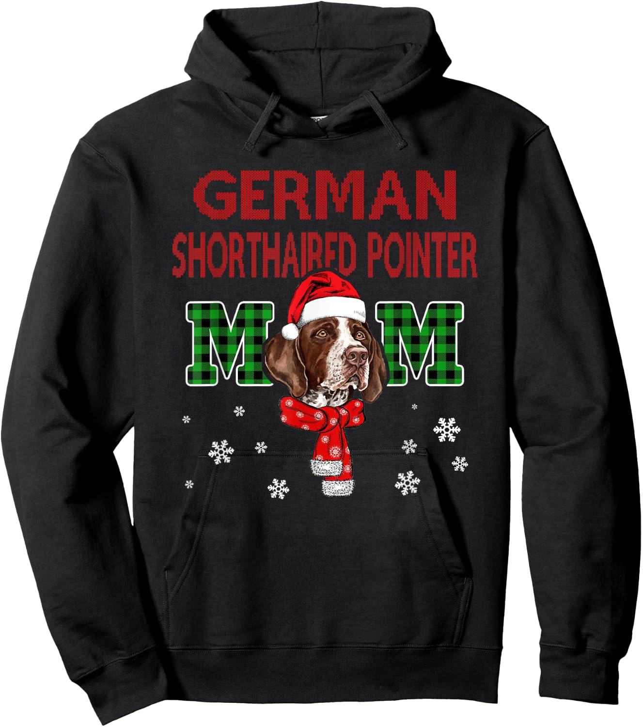 Christmas GSP Mom Plaid Santa Hat Cute Dog Lover Hoodie - Hoodie | Black