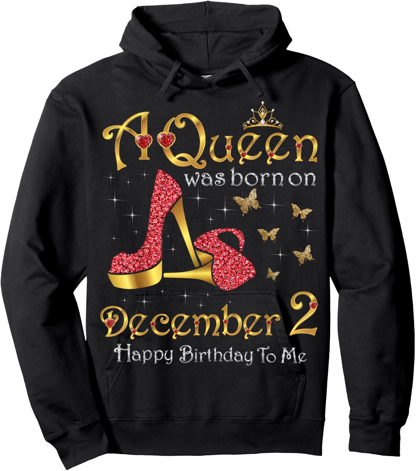A Queen Was Born on December 2, 2nd December Birthday Hoodie - Hoodie | Black