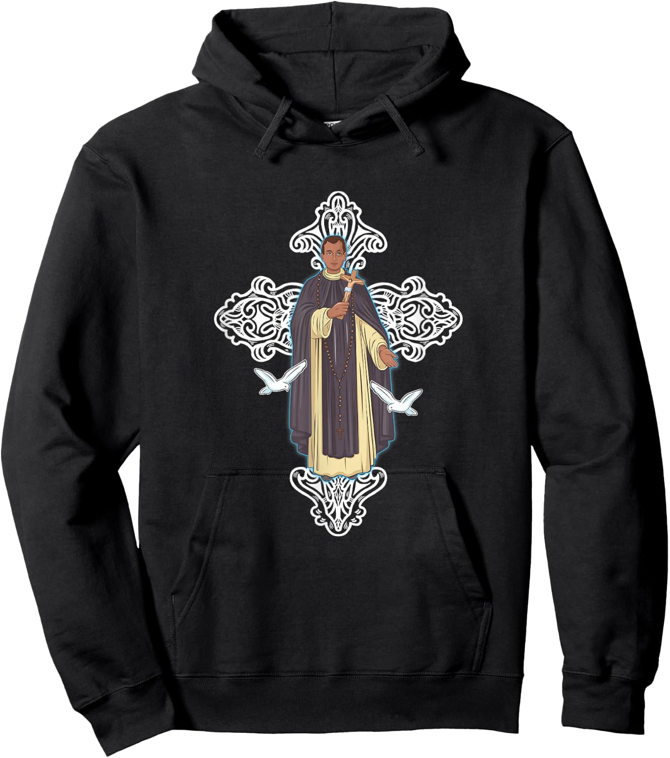San Martín de Porres y Cruz de Jesucristo Hoodie - Hoodie | Black