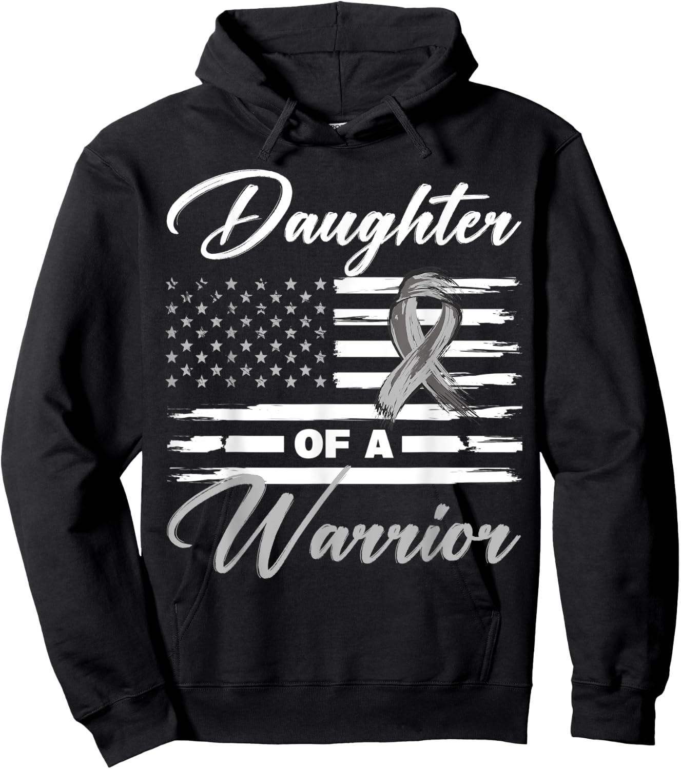 Daughter Of A Warrior USA Flag Glioblastoma Cancer Awareness Hoodie - Hoodie | Black