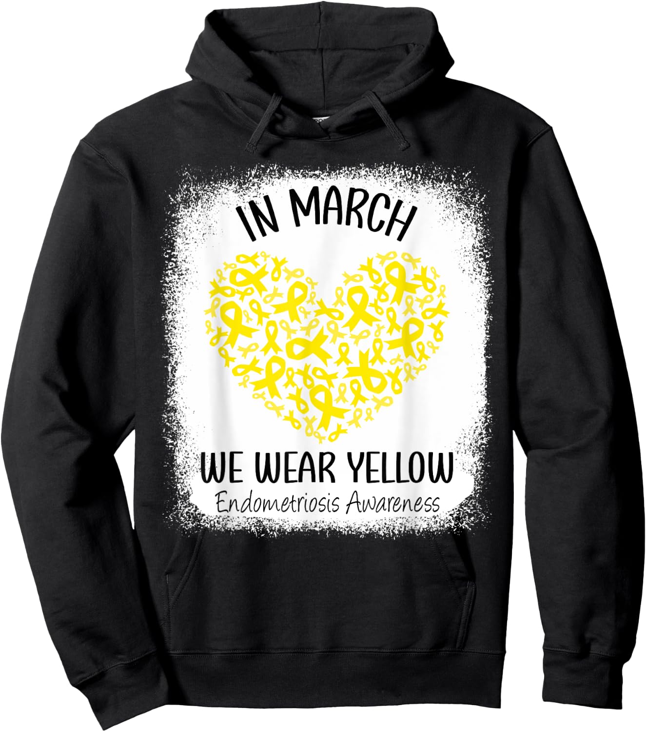 Heart In March We Wear Yellow Endometriosis Awareness Hoodie - Hoodie | Black