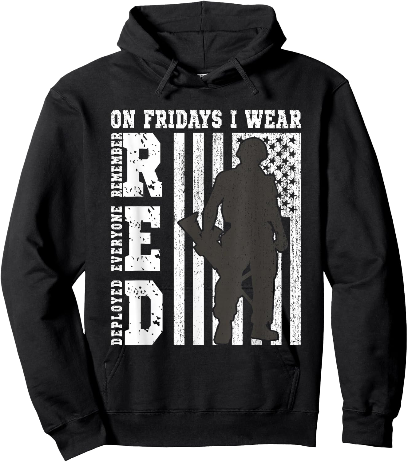 On Fridays I Wear Red USA Support American Troops Hoodie - Hoodie | Black