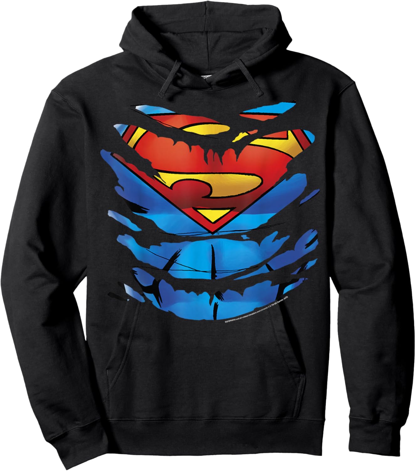 DC Comics Superman Costume Rip Through Small Hoodie - Hoodie | Black