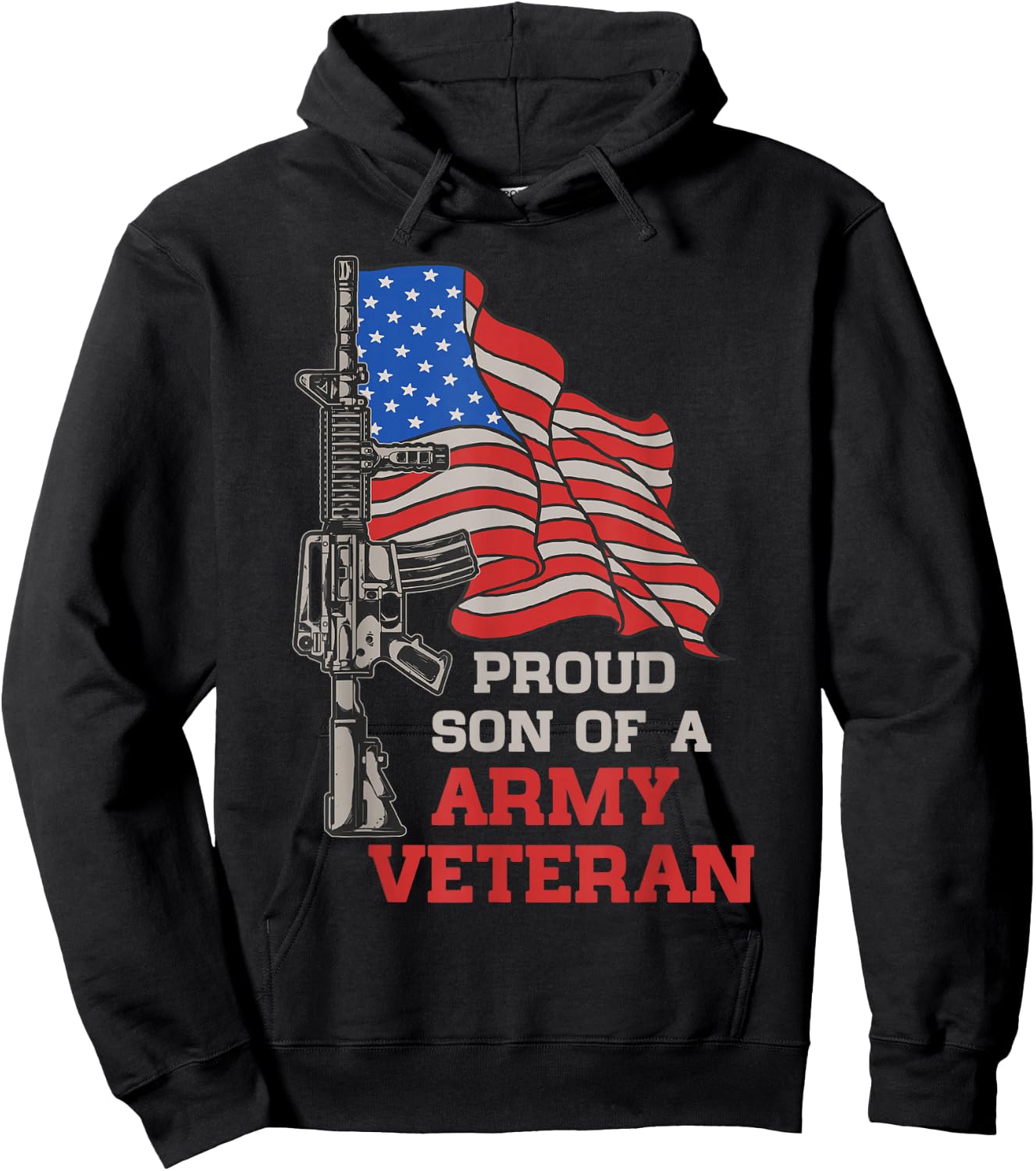 Proud Son Of US Army Veteran Patriotic Military Family Gifts Hoodie - Hoodie | Black
