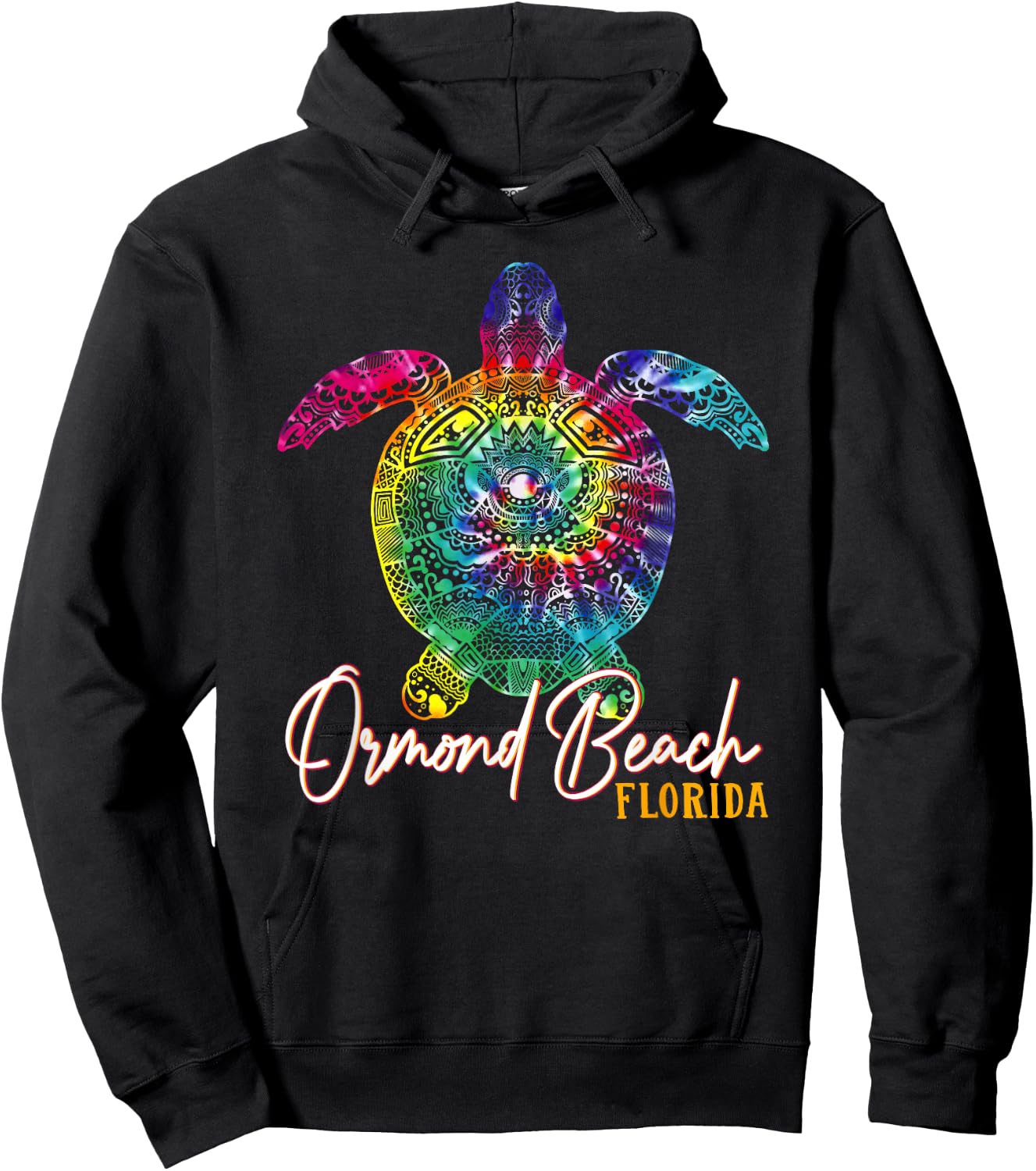 Ormond Beach Tie Dye Sea Turtle Matching Family Vacation Hoodie - Hoodie | Black