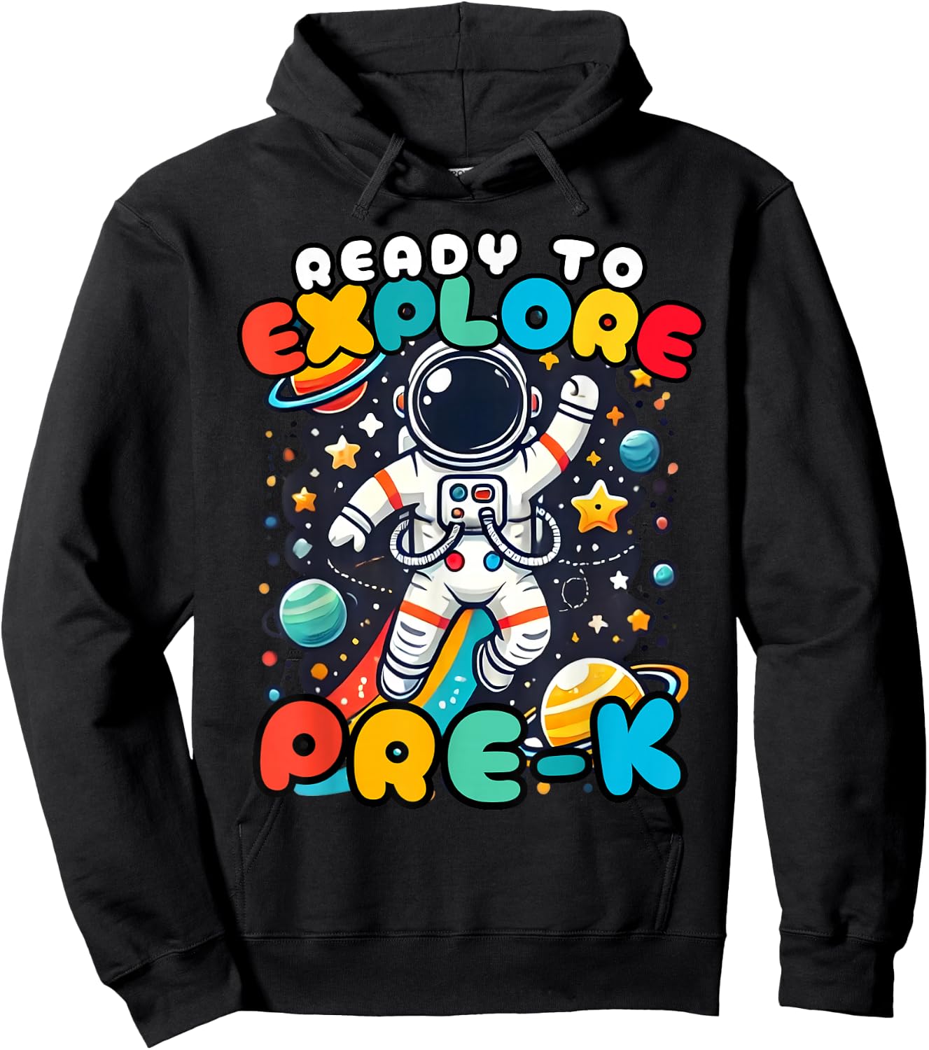 Ready to Explore Pre-K Astronaut First Day School Boys Kids Hoodie - Hoodie | Black