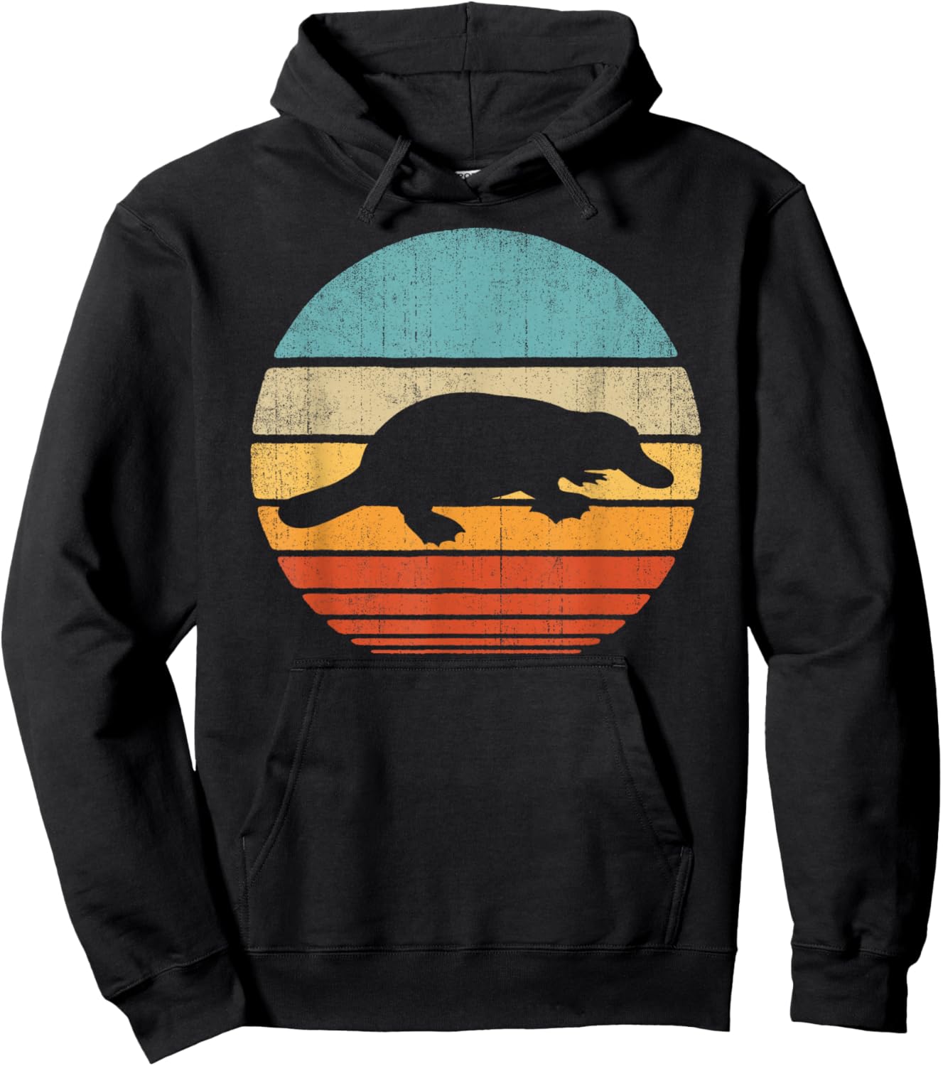 Platypus Retro Vintage 60s 70s Sunset Mammal Animal Lovers Hoodie - Hoodie | Black