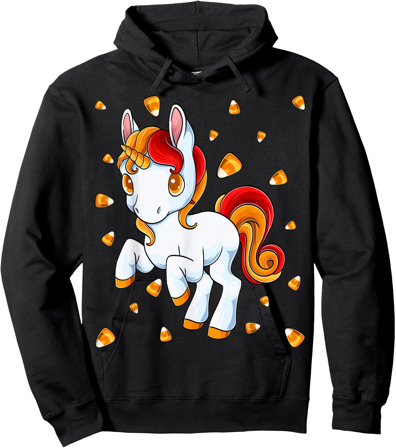 Unicorn Candy Corn Halloween Unicorn Costume Candicorn Hoodie - Hoodie | Black