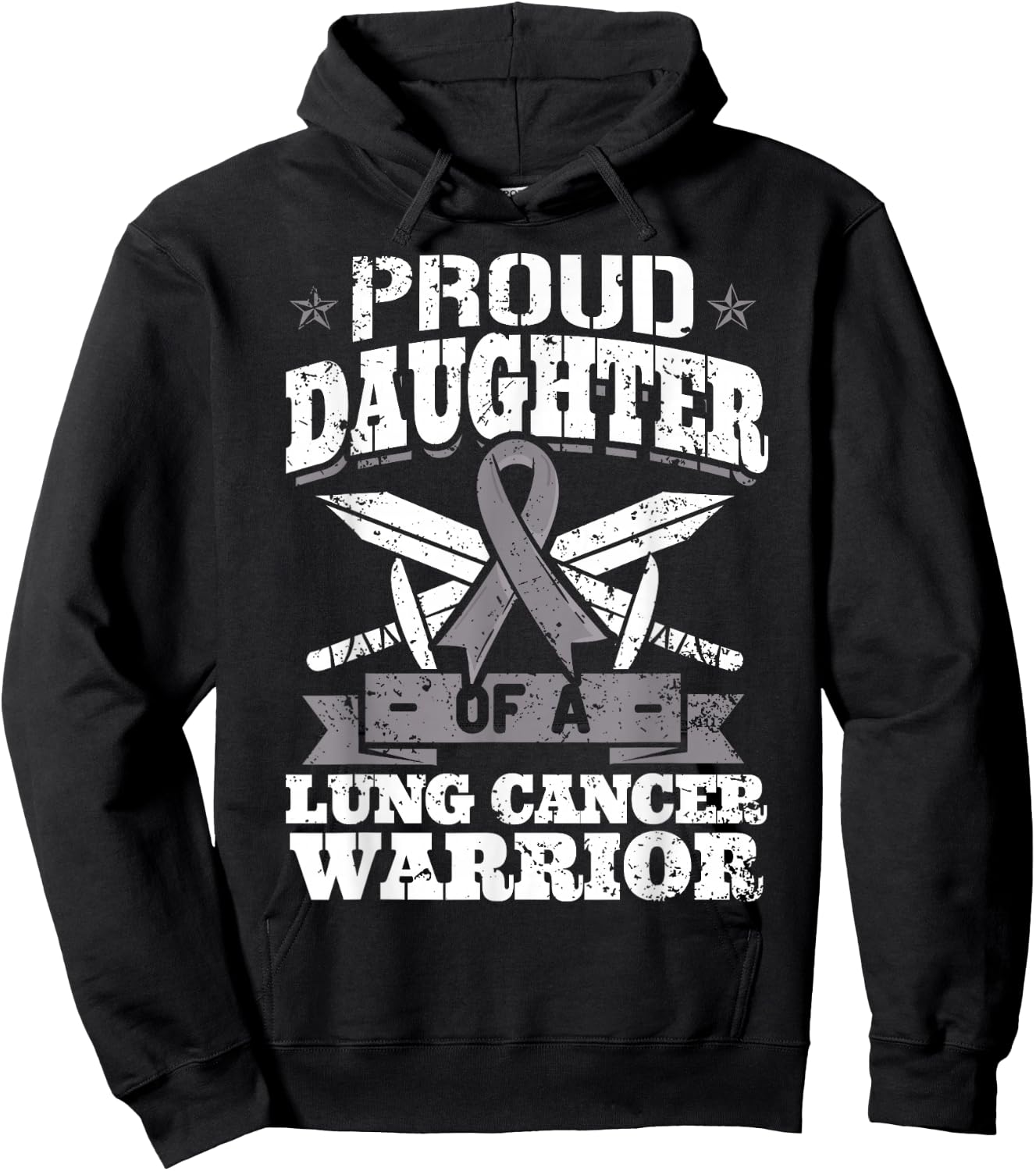 Proud Daughter Of A Lung Cancer Warrior Carcinoma Awareness Hoodie - Hoodie | Black