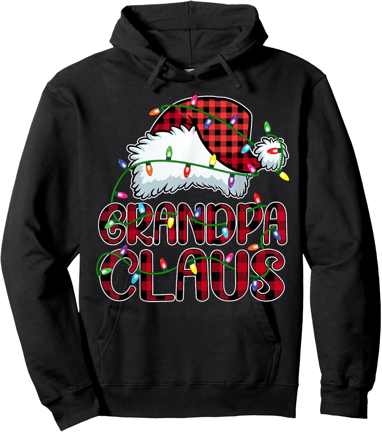 Grandpa Claus Shirt Christmas Lights Pajama Family Matching Hoodie - Hoodie | Black